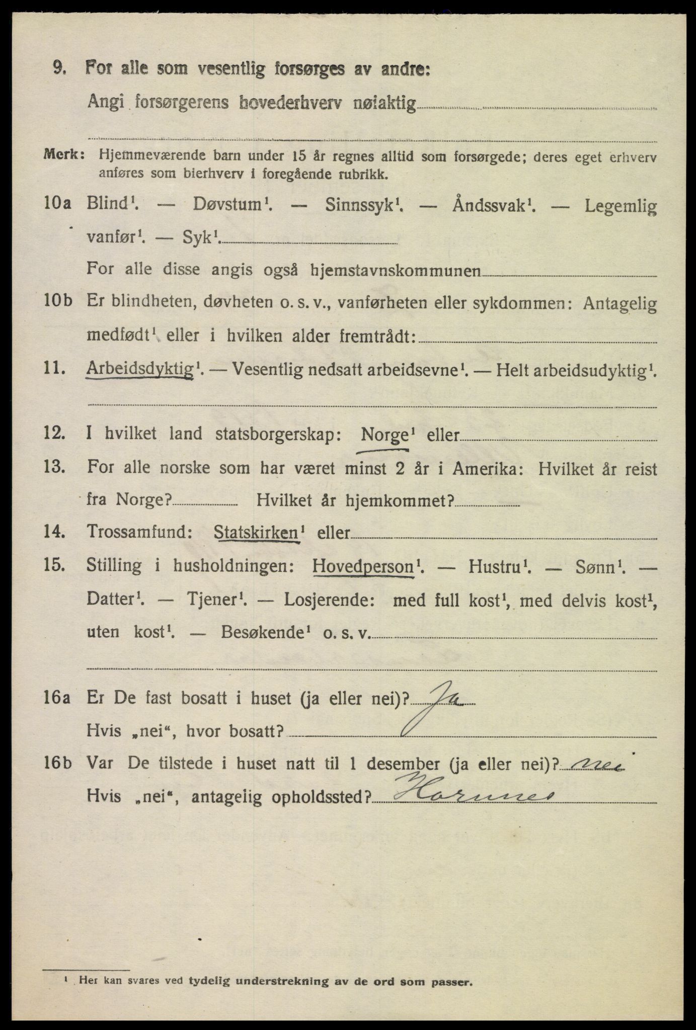 SAK, 1920 census for Oddernes, 1920, p. 5424