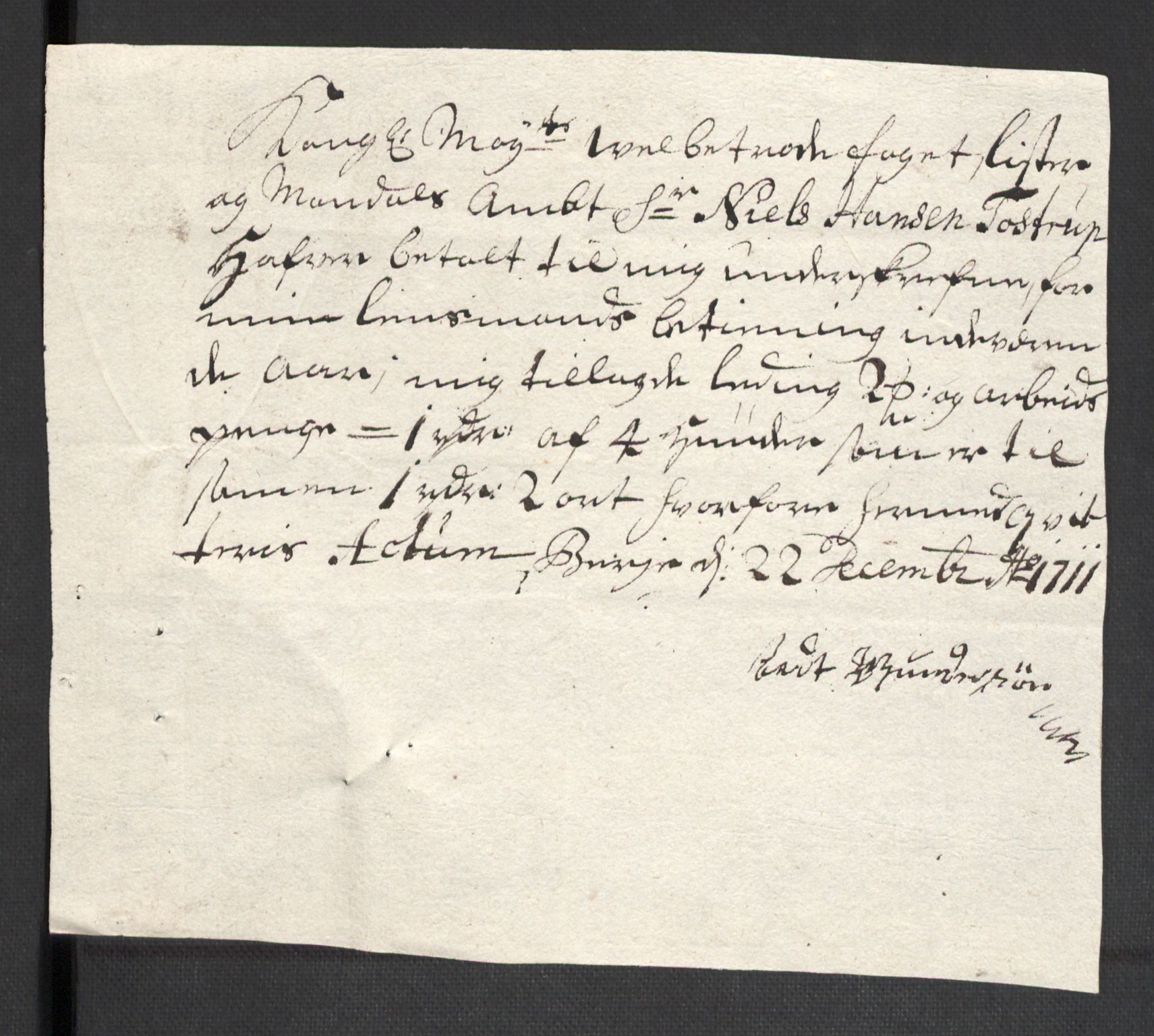 Rentekammeret inntil 1814, Reviderte regnskaper, Fogderegnskap, AV/RA-EA-4092/R43/L2554: Fogderegnskap Lista og Mandal, 1711, p. 161