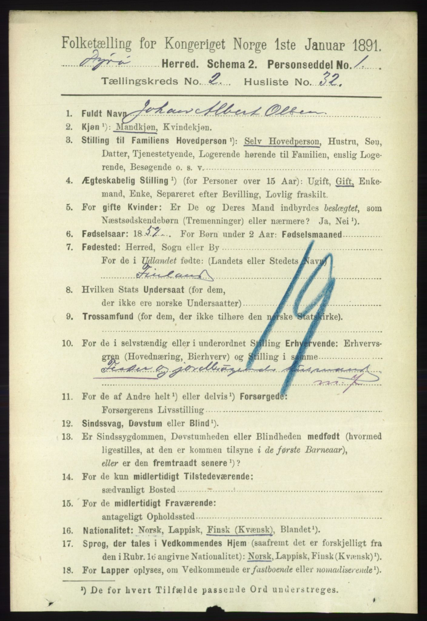 RA, 1891 census for 1926 Dyrøy, 1891, p. 762