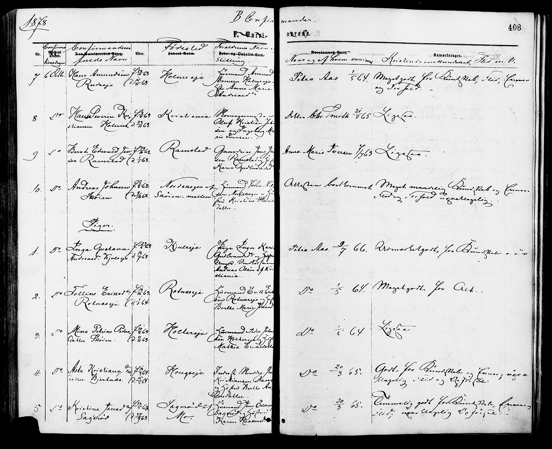 Nittedal prestekontor Kirkebøker, AV/SAO-A-10365a/F/Fa/L0006: Parish register (official) no. I 6, 1863-1878, p. 403