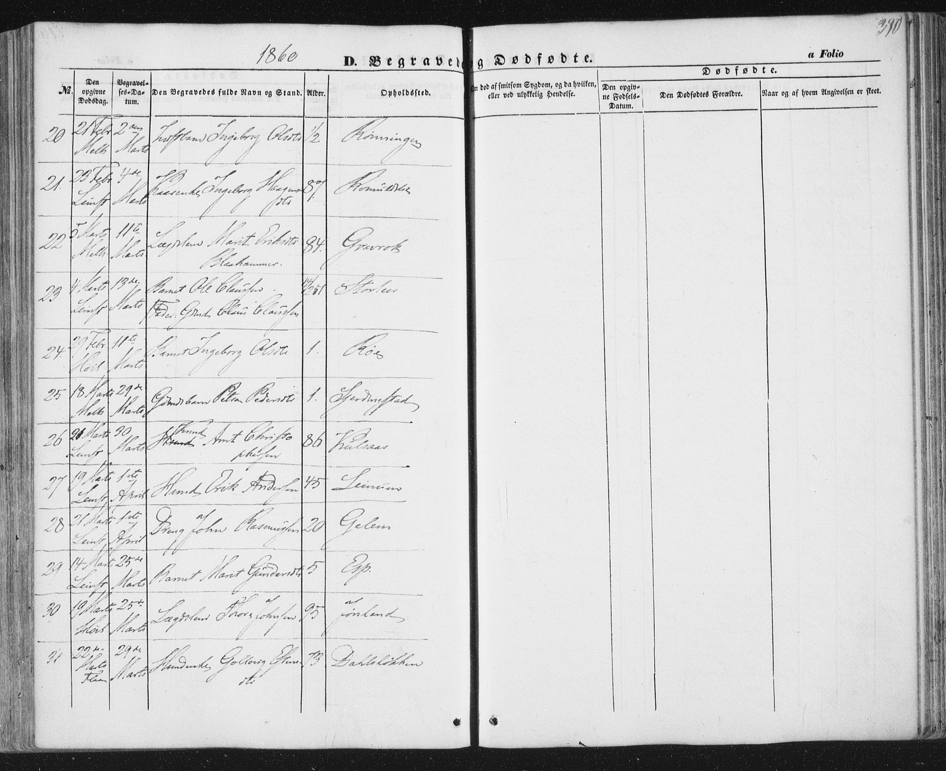 Ministerialprotokoller, klokkerbøker og fødselsregistre - Sør-Trøndelag, AV/SAT-A-1456/691/L1076: Parish register (official) no. 691A08, 1852-1861, p. 390