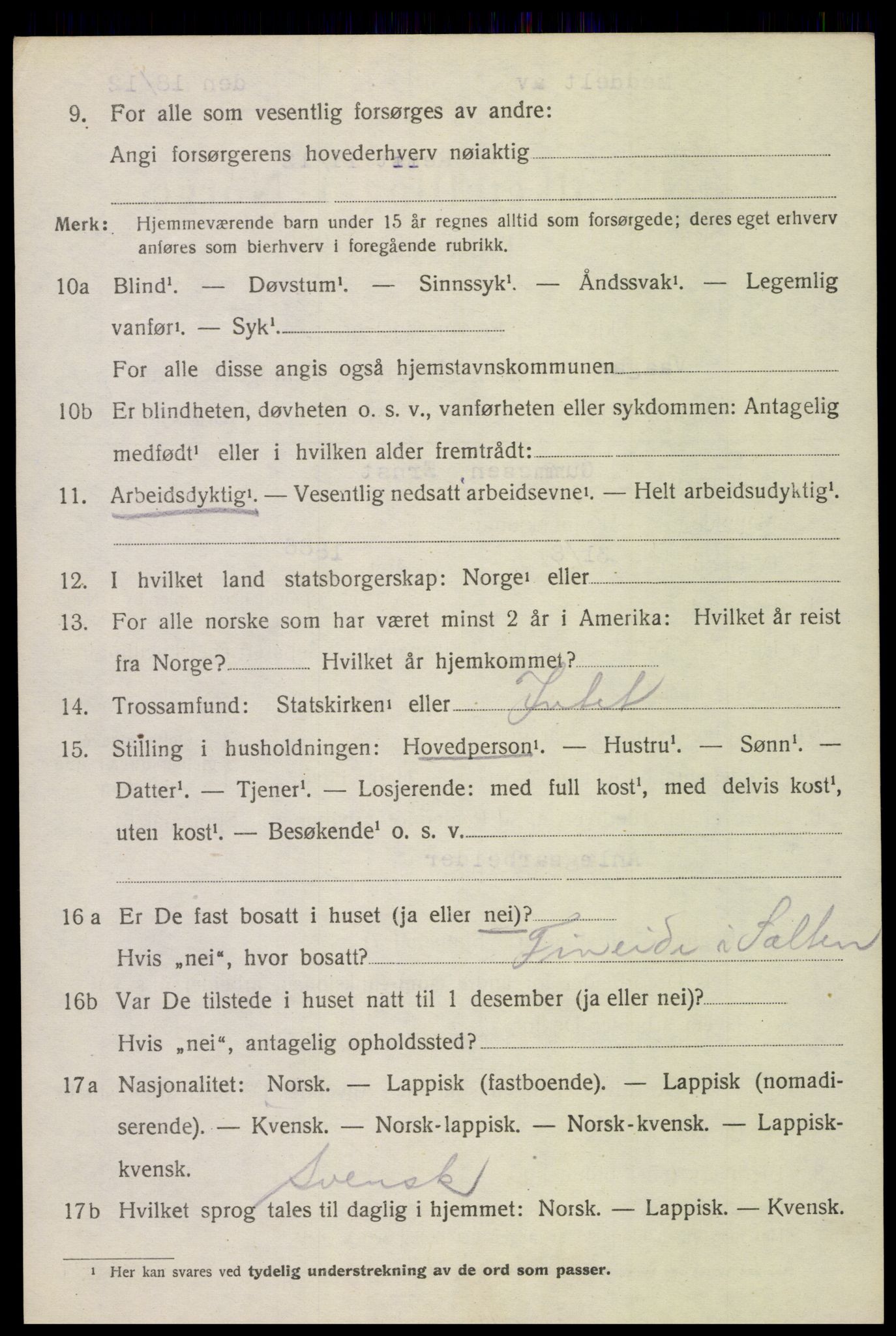 SAT, 1920 census for Vågan, 1920, p. 6128