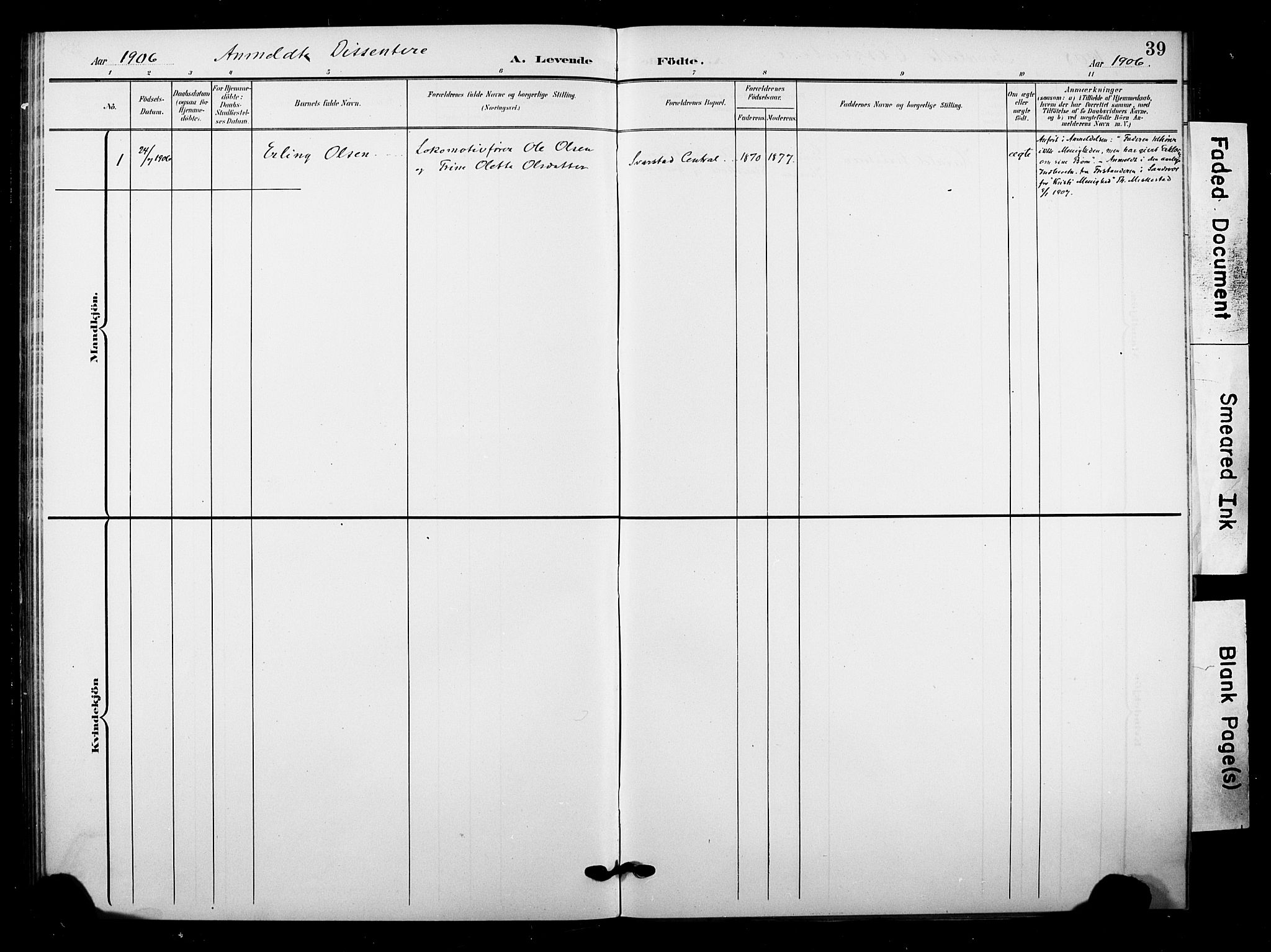 Lardal kirkebøker, AV/SAKO-A-350/F/Fb/L0002: Parish register (official) no. II 2, 1903-1911, p. 39