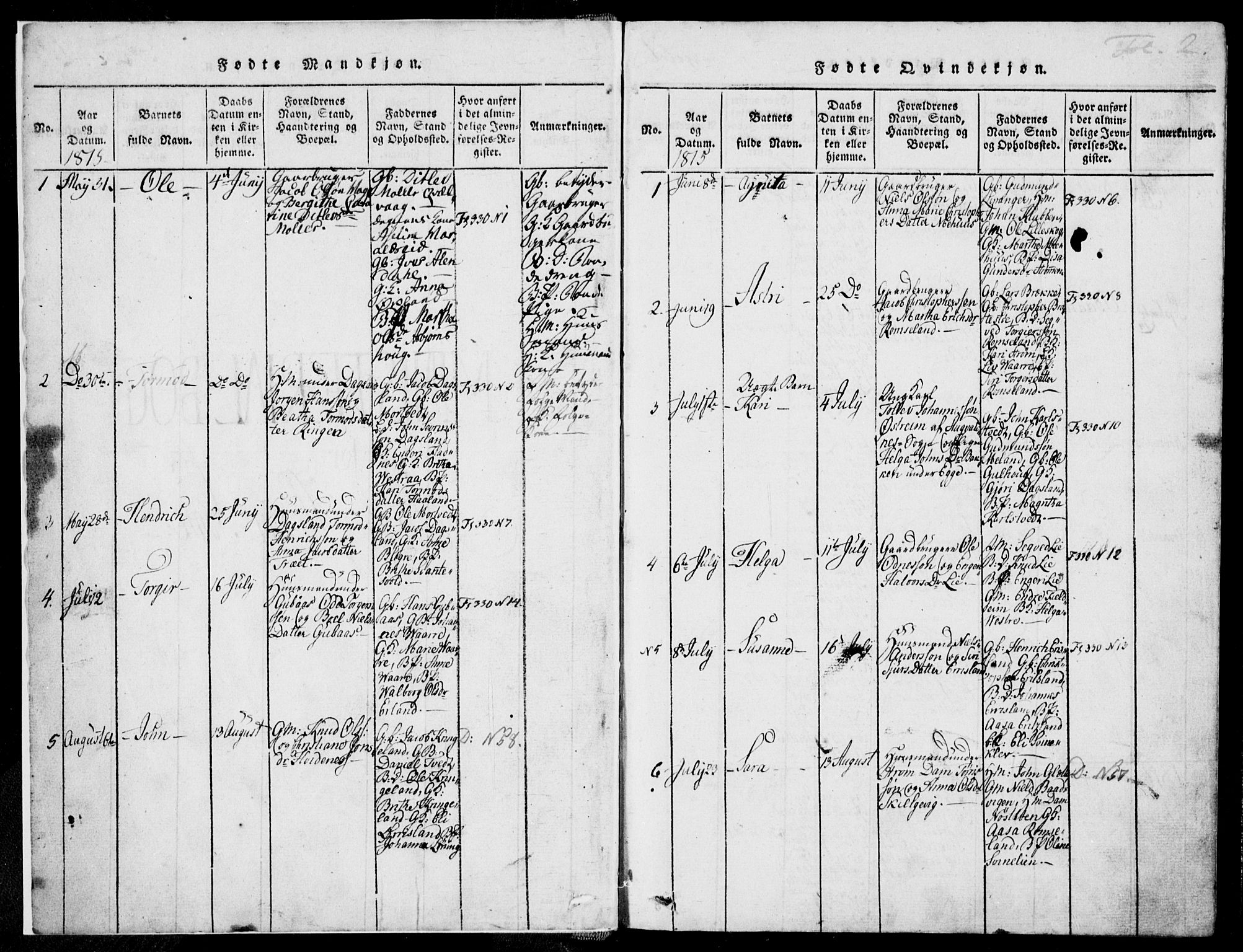 Skjold sokneprestkontor, AV/SAST-A-101847/H/Ha/Haa/L0003: Parish register (official) no. A 3, 1815-1835, p. 2