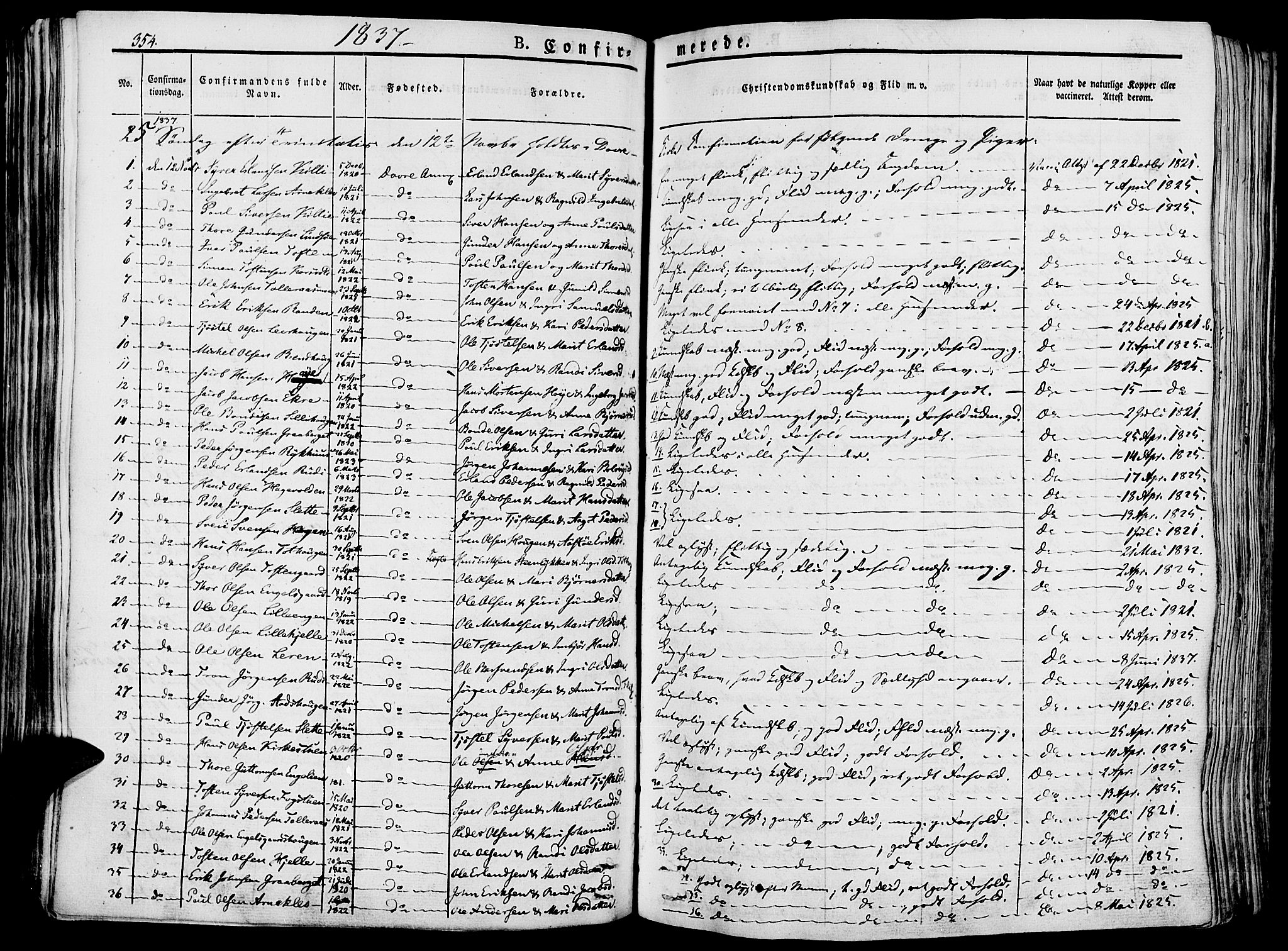 Lesja prestekontor, AV/SAH-PREST-068/H/Ha/Haa/L0005: Parish register (official) no. 5, 1830-1842, p. 354