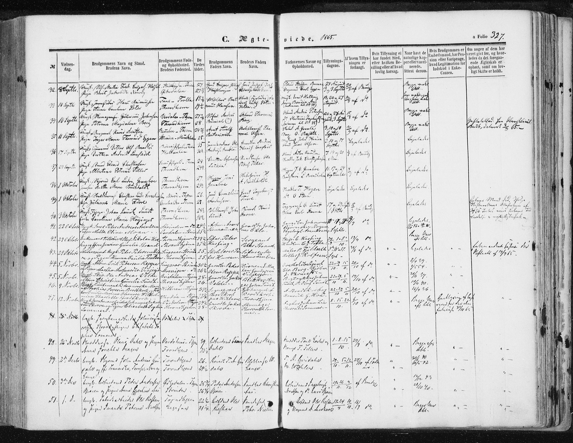 Ministerialprotokoller, klokkerbøker og fødselsregistre - Sør-Trøndelag, SAT/A-1456/602/L0115: Parish register (official) no. 602A13, 1860-1872, p. 327