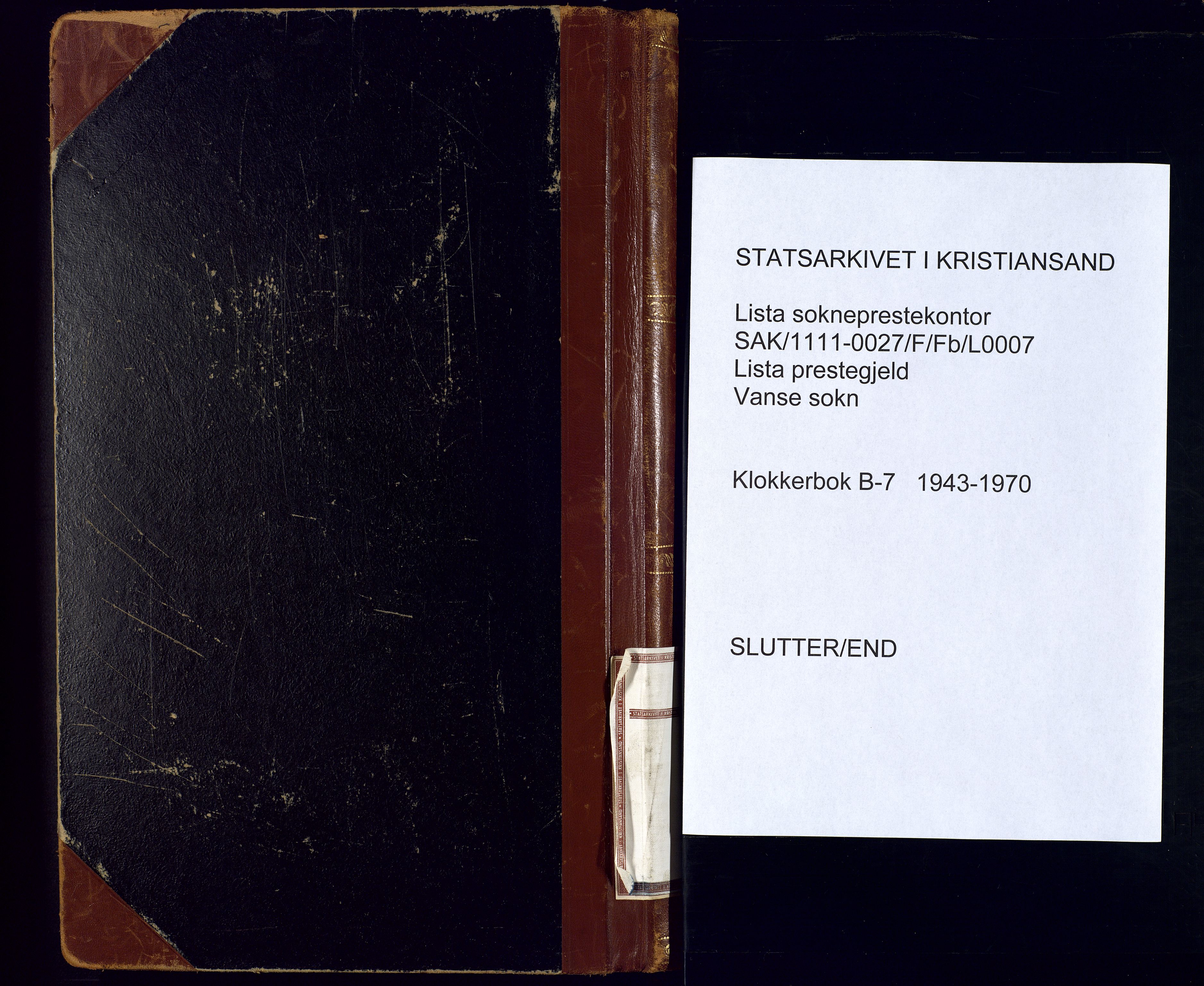 Lista sokneprestkontor, AV/SAK-1111-0027/F/Fb/L0007: Parish register (copy) no. B 7, 1943-1970