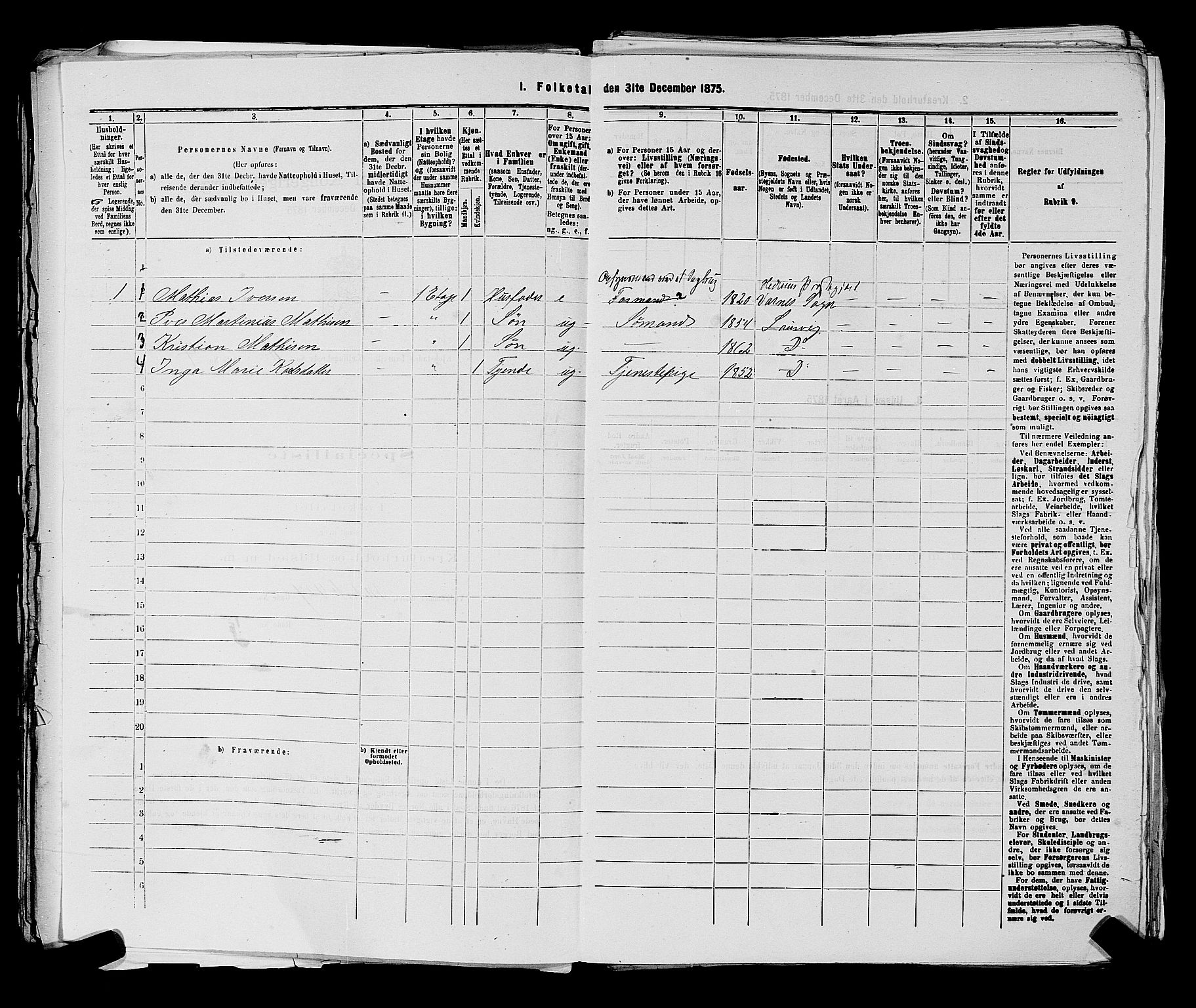 SAKO, 1875 census for 0707P Larvik, 1875, p. 1130