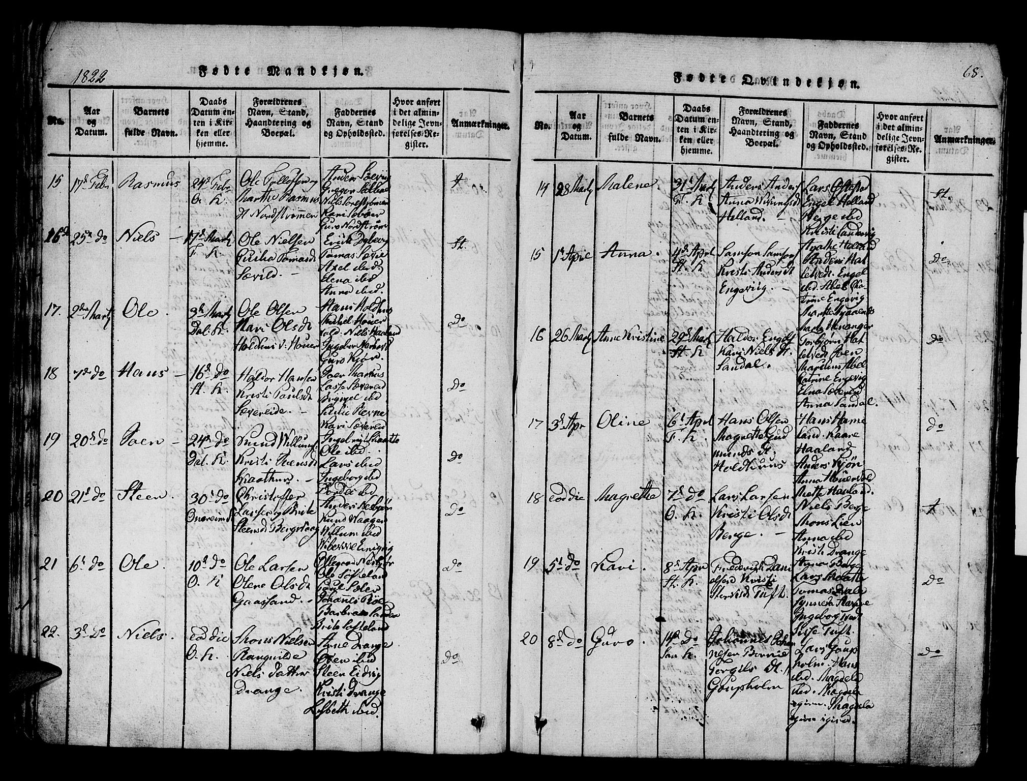 Os sokneprestembete, AV/SAB-A-99929: Parish register (official) no. A 12, 1816-1825, p. 68