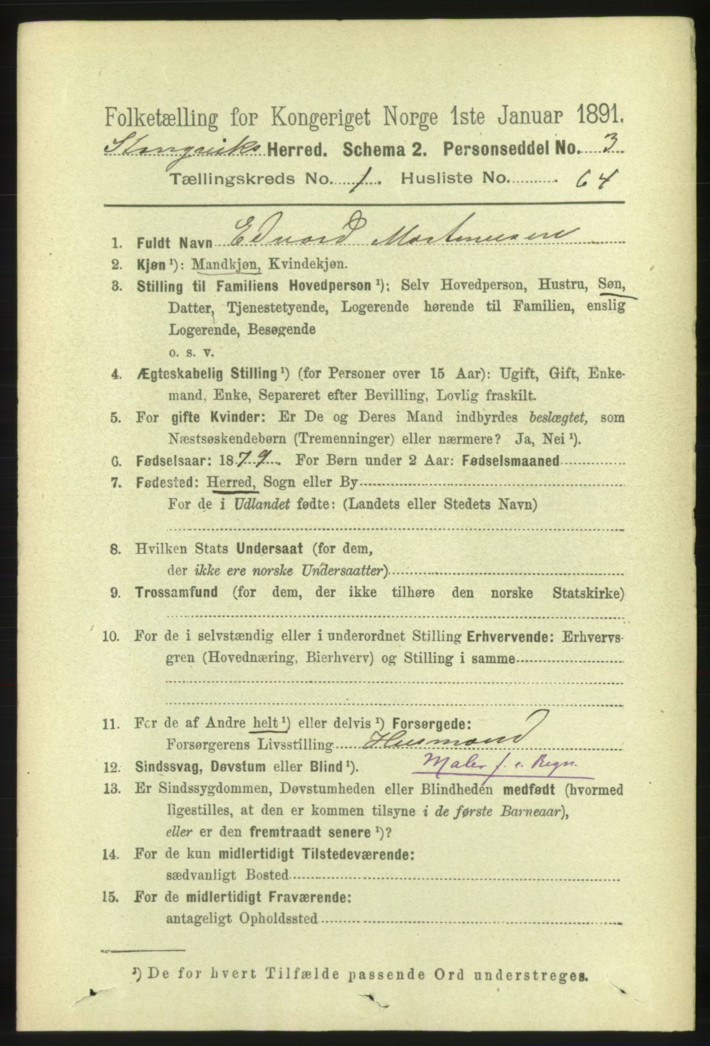 RA, 1891 census for 1564 Stangvik, 1891, p. 577