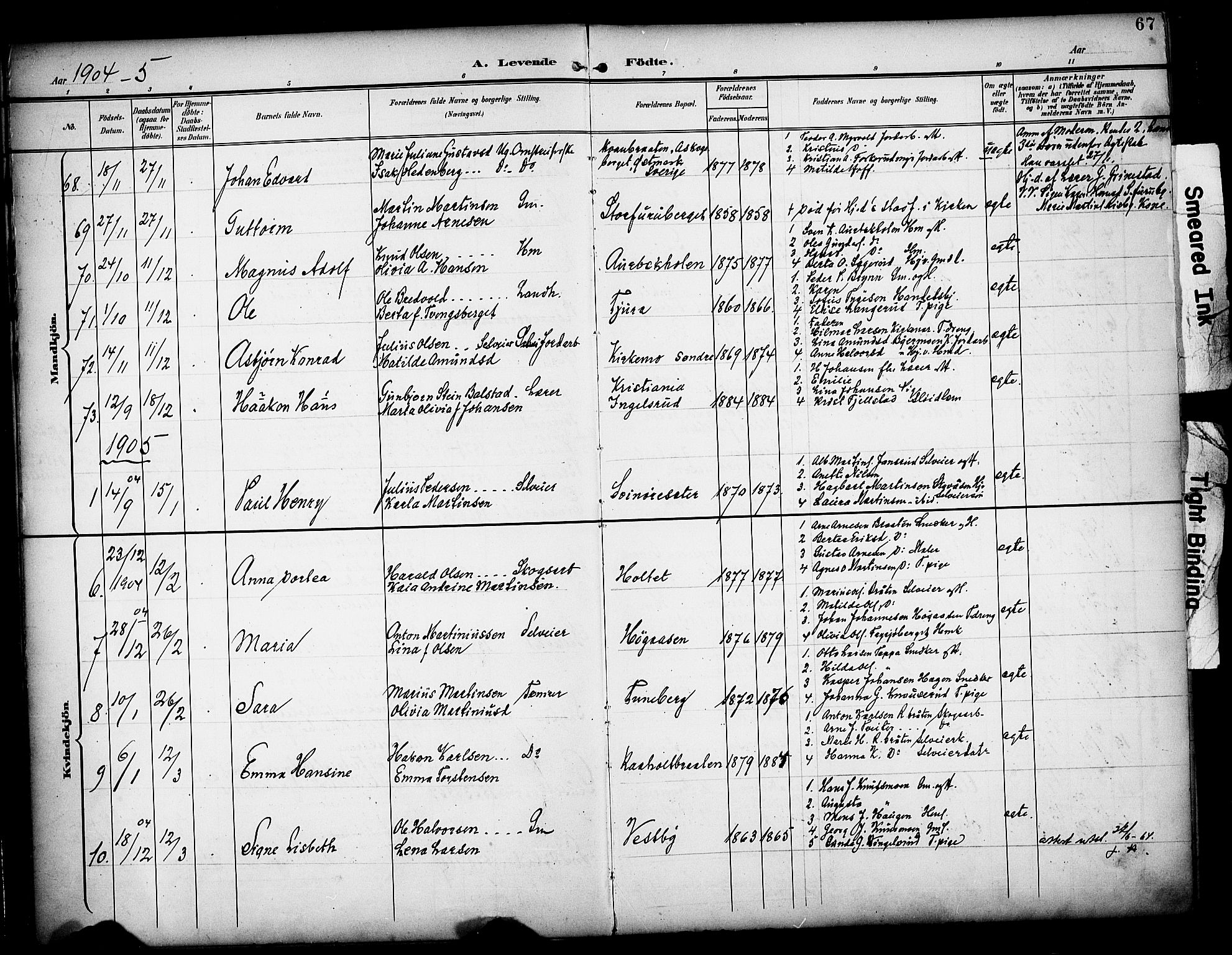 Grue prestekontor, AV/SAH-PREST-036/H/Ha/Haa/L0013: Parish register (official) no. 13, 1898-1910, p. 67