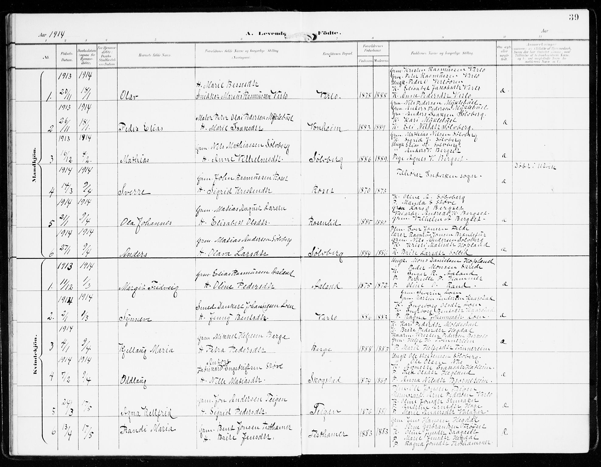 Innvik sokneprestembete, AV/SAB-A-80501: Parish register (official) no. D 2, 1900-1921, p. 39