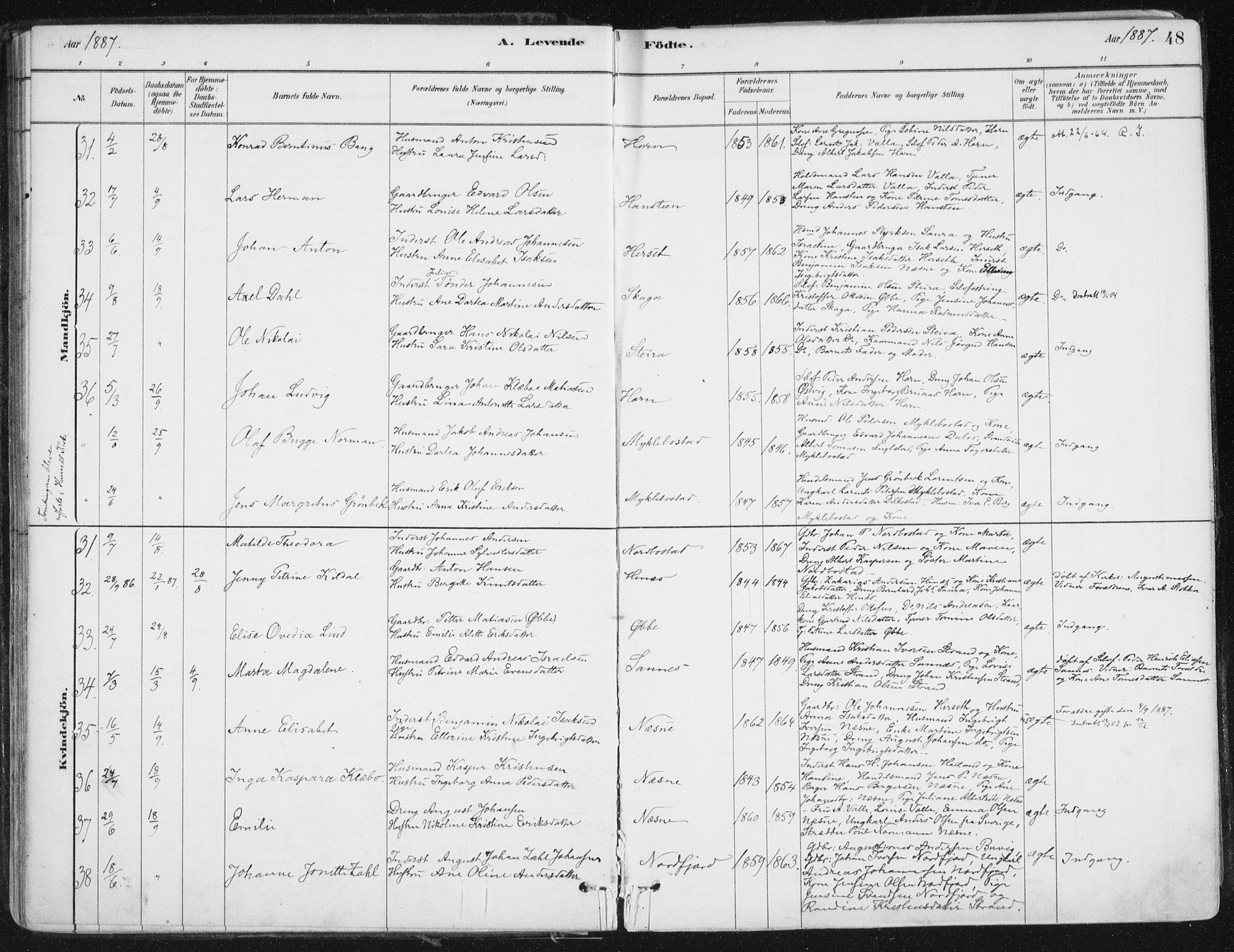 Ministerialprotokoller, klokkerbøker og fødselsregistre - Nordland, AV/SAT-A-1459/838/L0552: Parish register (official) no. 838A10, 1880-1910, p. 48