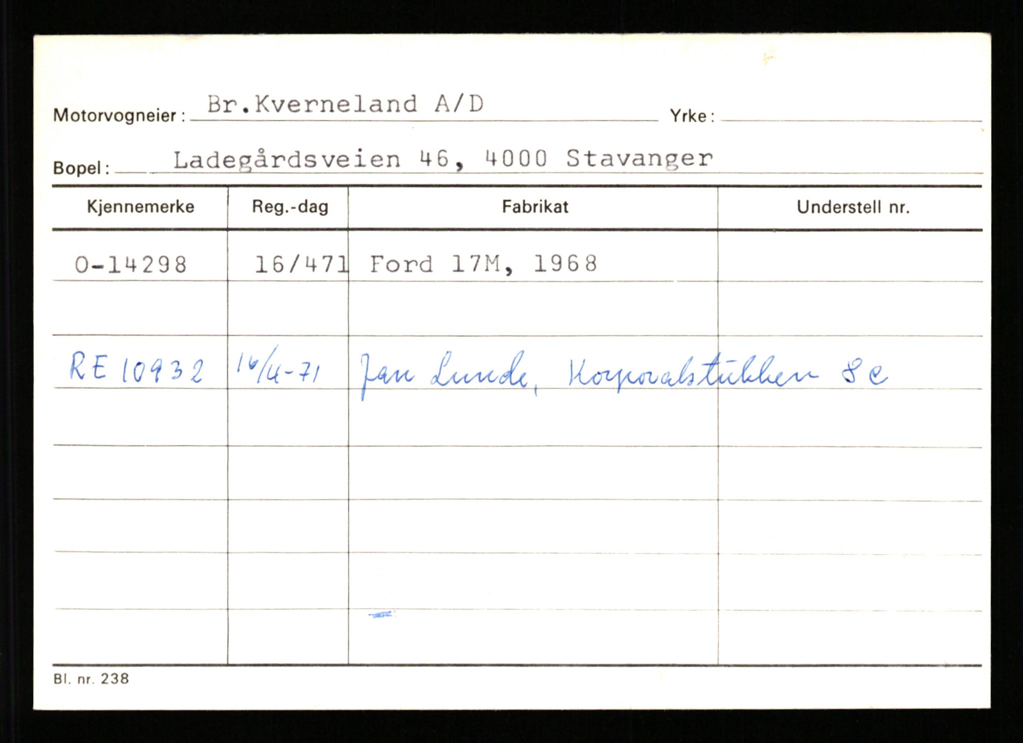 Stavanger trafikkstasjon, AV/SAST-A-101942/0/G/L0003: Registreringsnummer: 10466 - 15496, 1930-1971, p. 2595