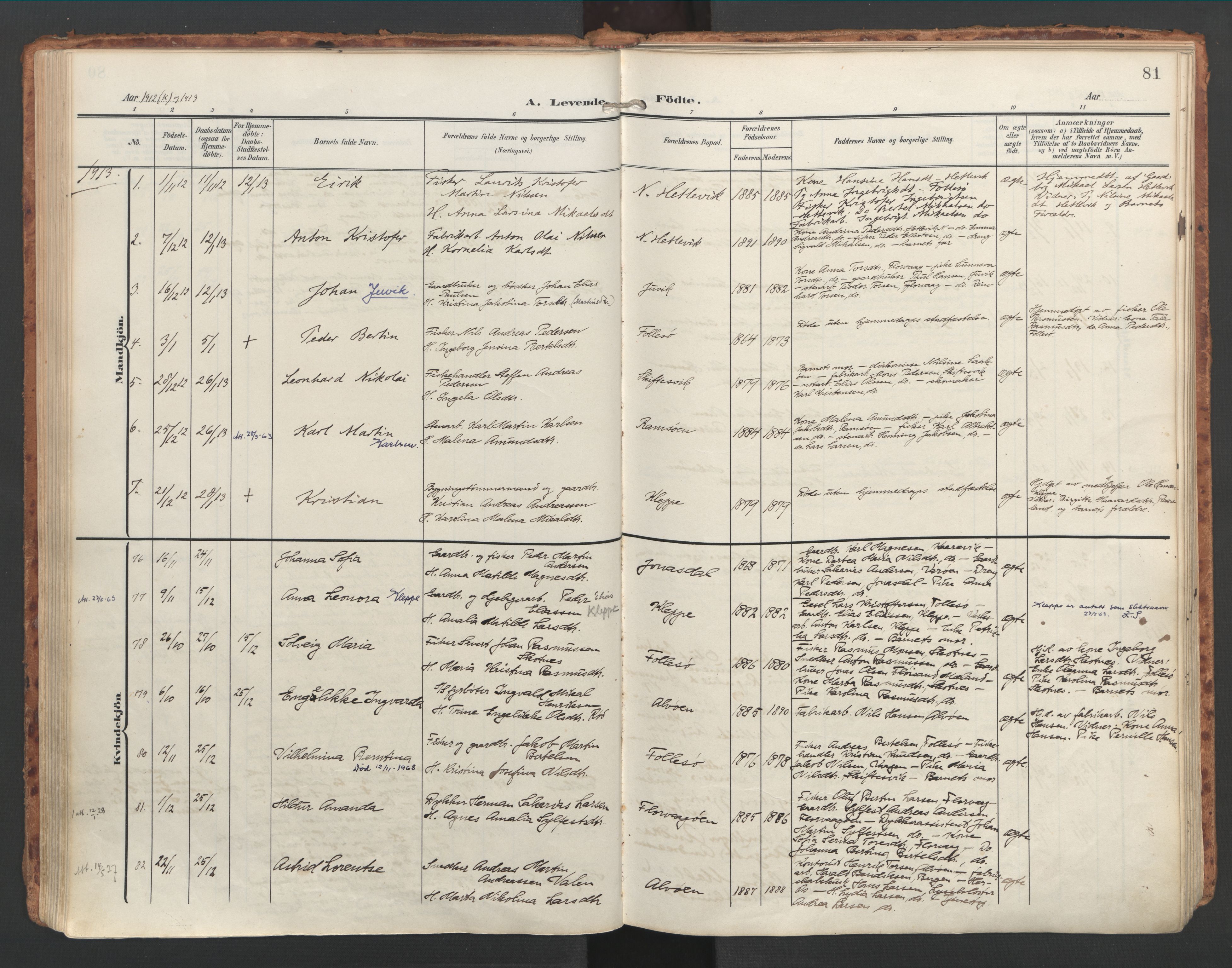 Askøy Sokneprestembete, AV/SAB-A-74101/H/Ha/Haa/Haac/L0002: Parish register (official) no. C 2, 1905-1922, p. 81