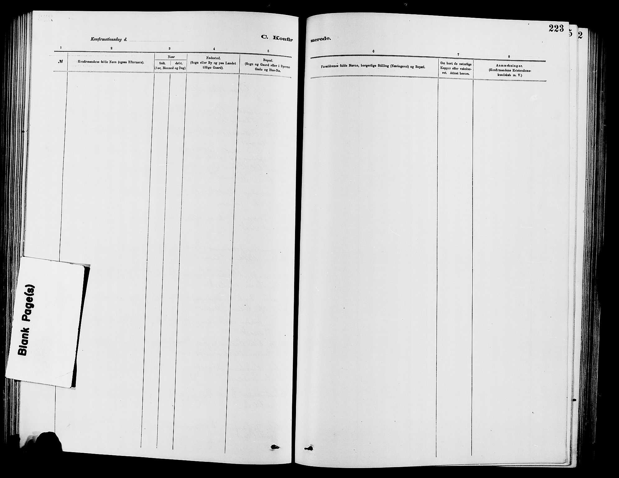 Vardal prestekontor, SAH/PREST-100/H/Ha/Hab/L0007: Parish register (copy) no. 7 /2, 1881-1895, p. 223
