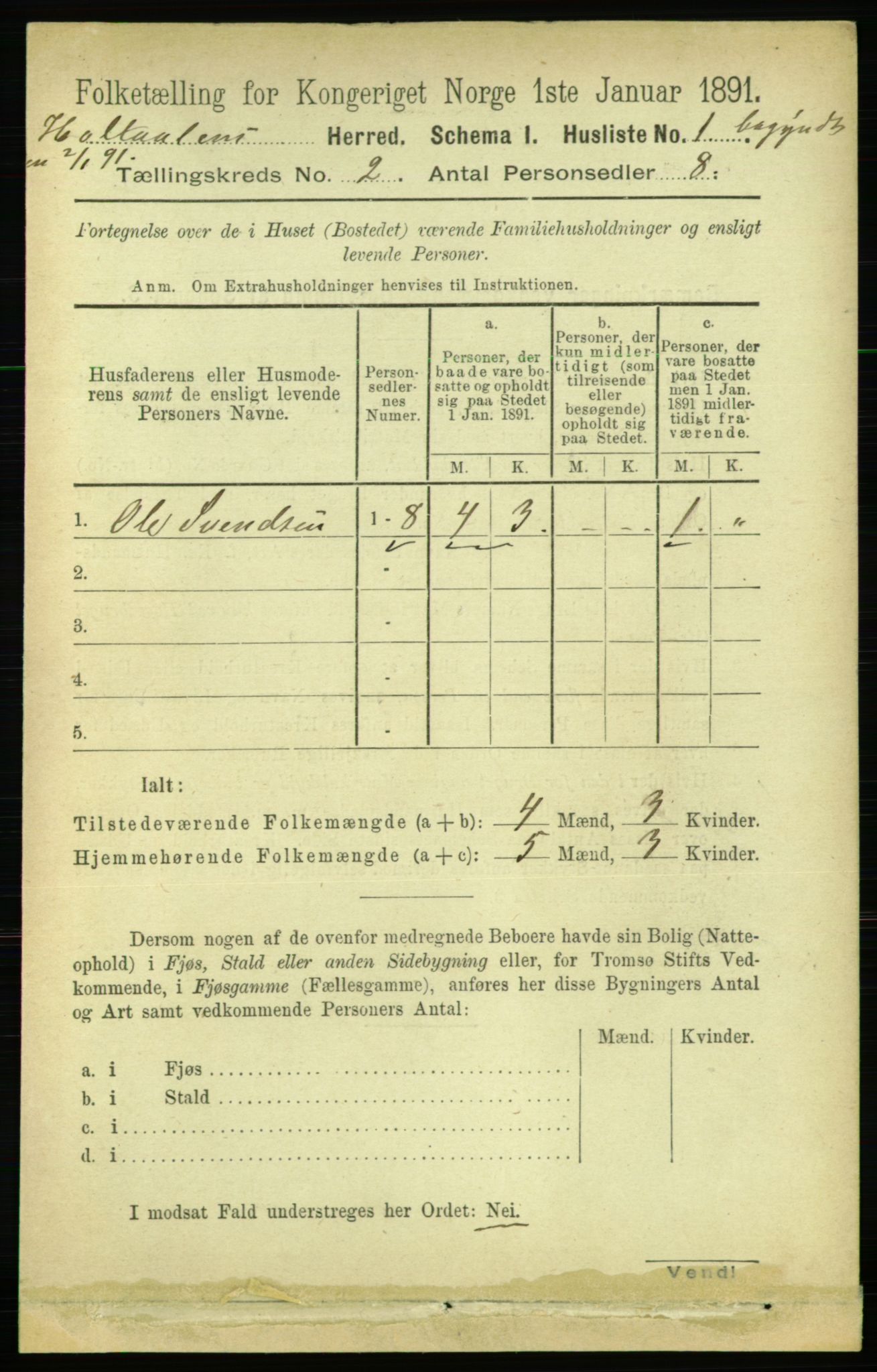 RA, 1891 census for 1645 Haltdalen, 1891, p. 656