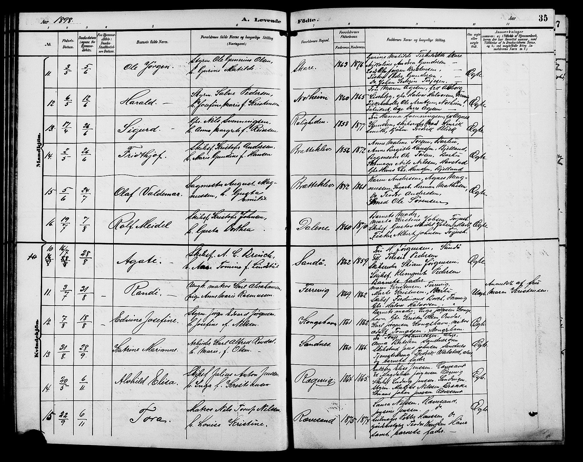 Tromøy sokneprestkontor, AV/SAK-1111-0041/F/Fb/L0006: Parish register (copy) no. B 6, 1892-1907, p. 35