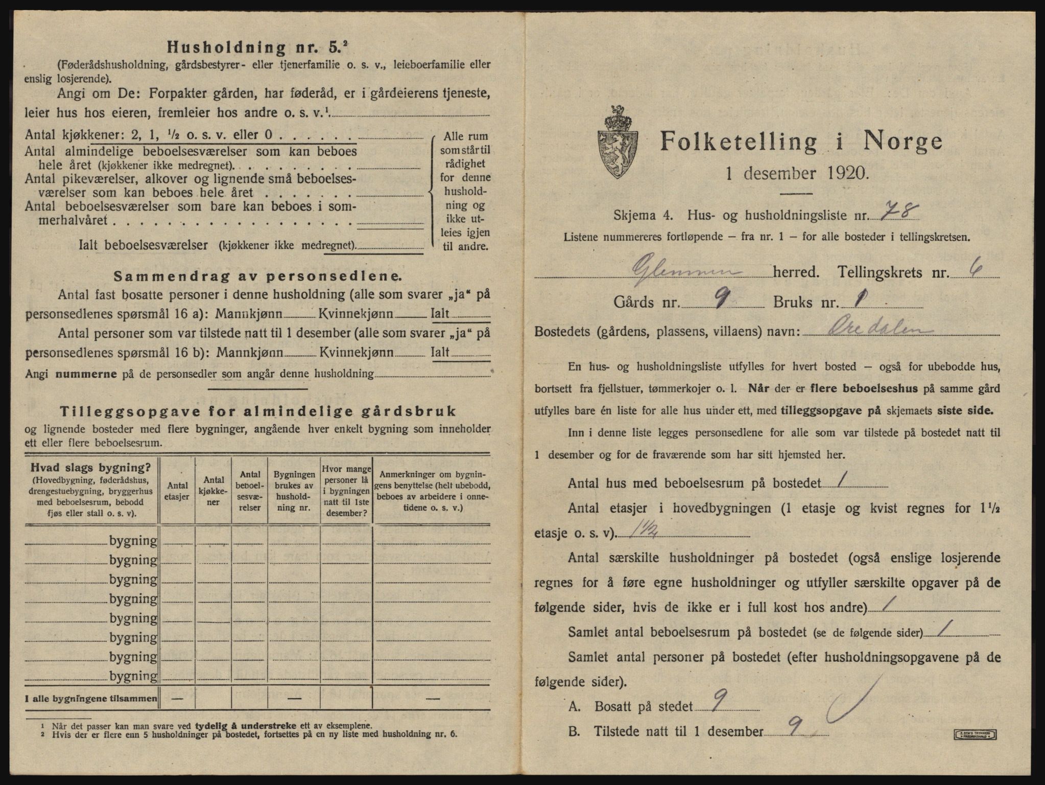 SAO, 1920 census for Glemmen, 1920, p. 2313