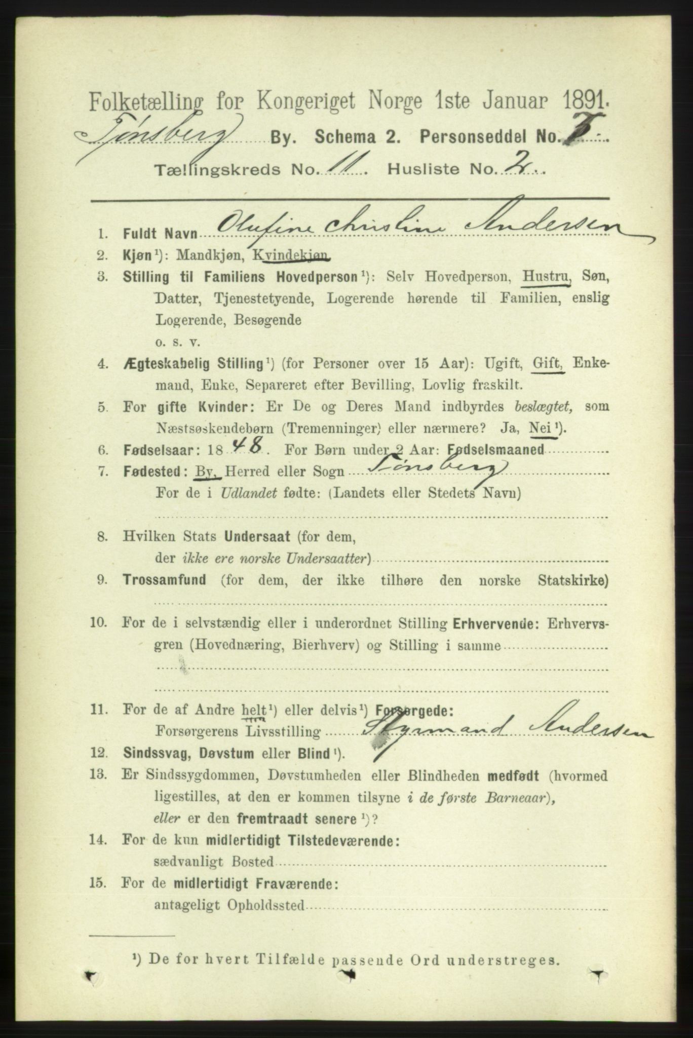 RA, 1891 census for 0705 Tønsberg, 1891, p. 3862