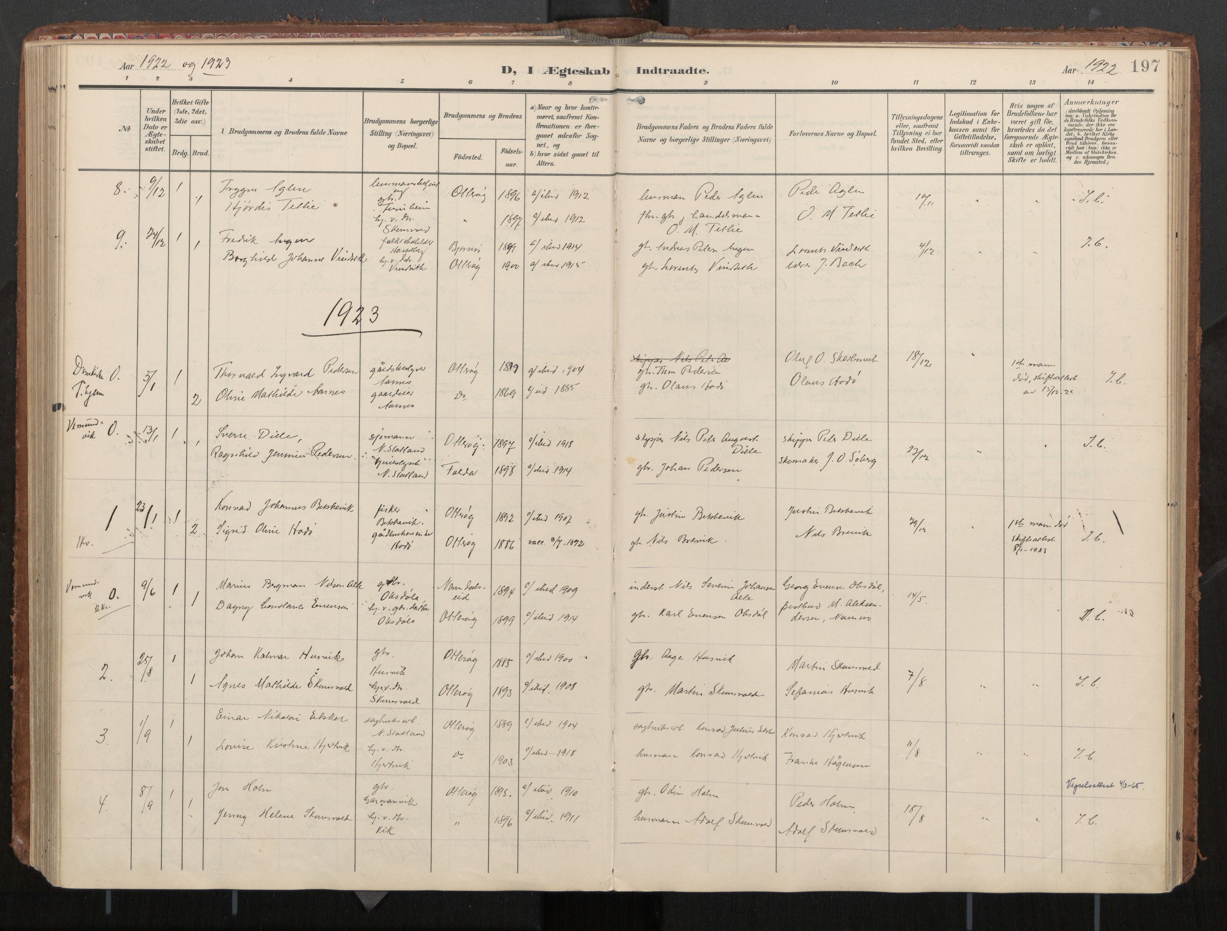 Ministerialprotokoller, klokkerbøker og fødselsregistre - Nord-Trøndelag, AV/SAT-A-1458/774/L0629: Parish register (official), 1904-1926, p. 197