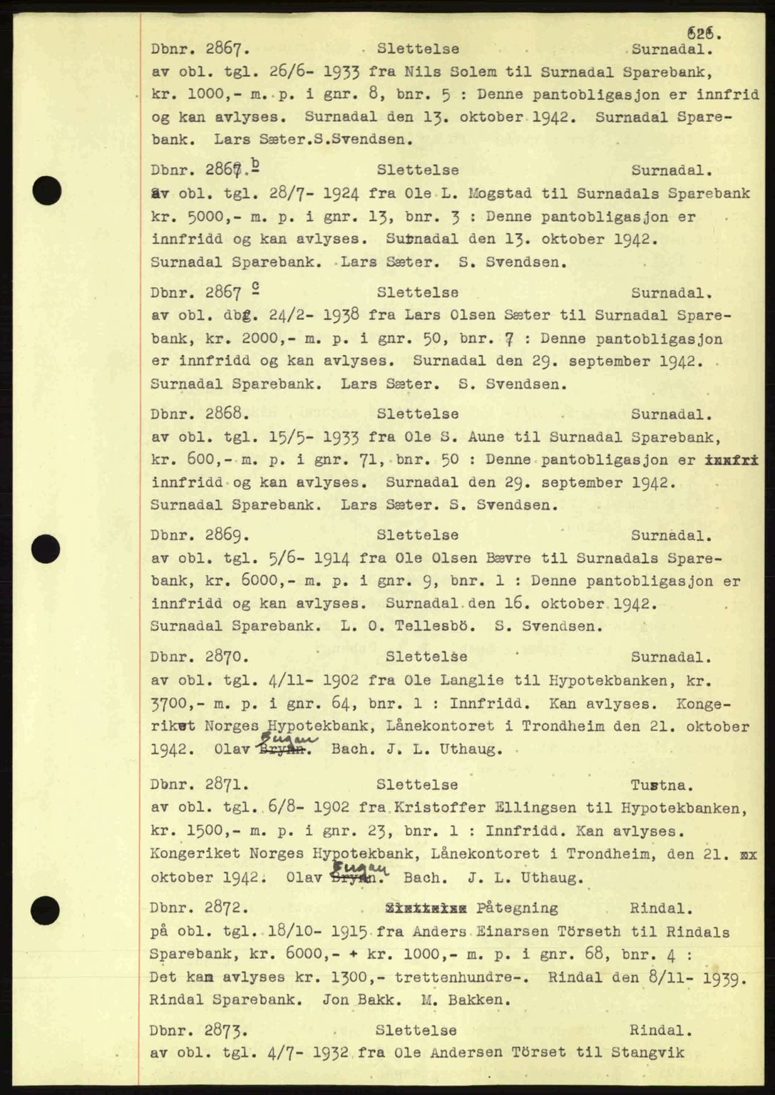 Nordmøre sorenskriveri, AV/SAT-A-4132/1/2/2Ca: Mortgage book no. C81, 1940-1945, Diary no: : 2867/1942