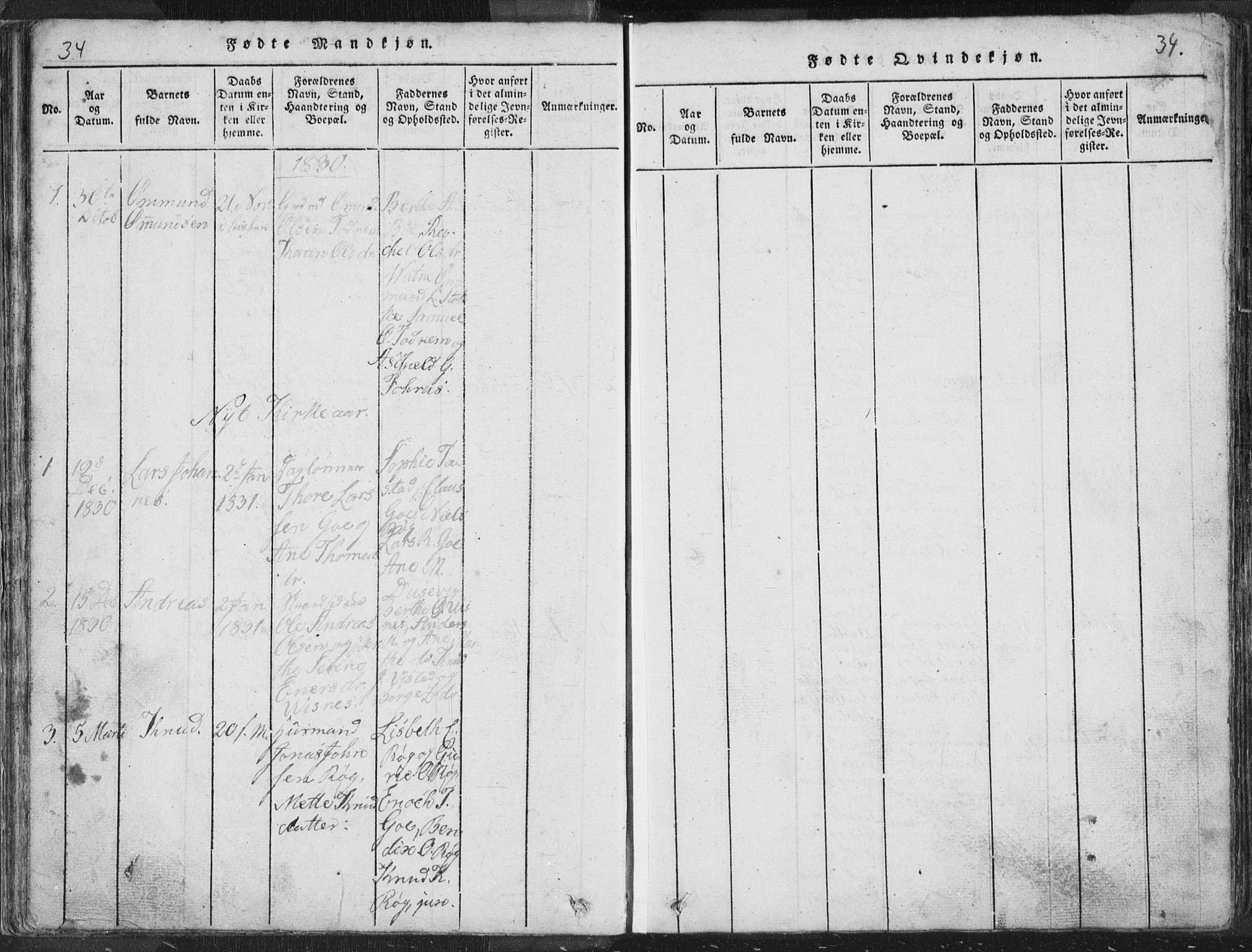 Hetland sokneprestkontor, SAST/A-101826/30/30BA/L0001: Parish register (official) no. A 1, 1816-1856, p. 34