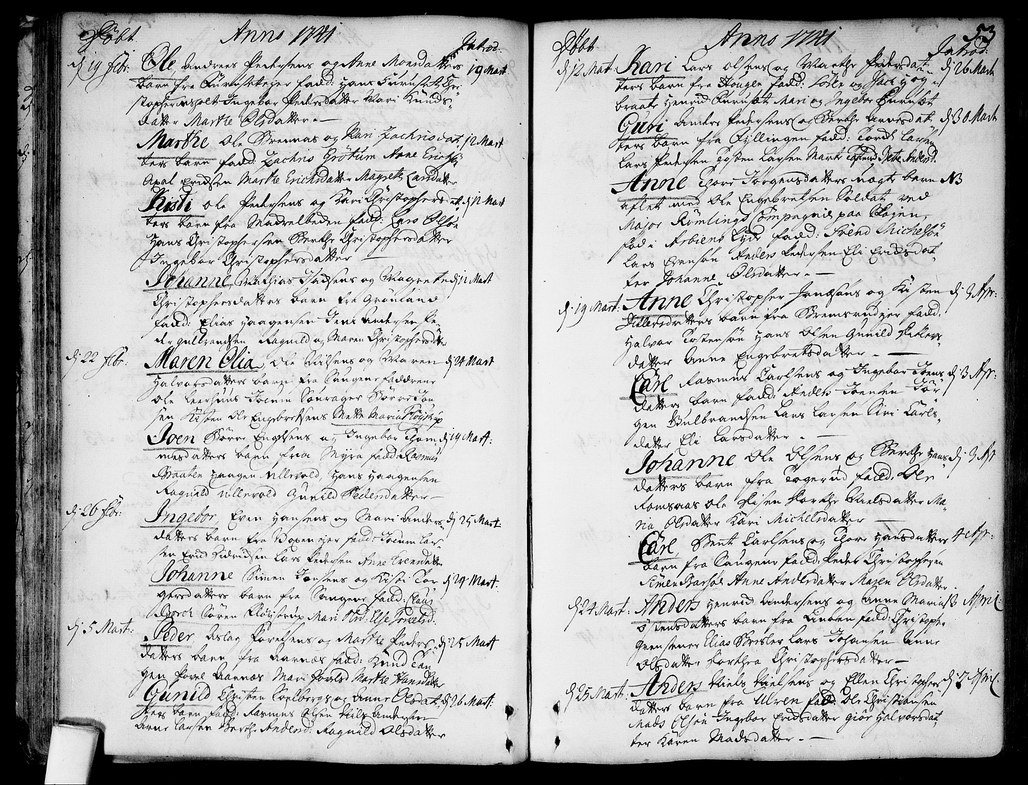 Aker prestekontor kirkebøker, SAO/A-10861/F/L0007: Parish register (official) no. 7, 1734-1748, p. 53