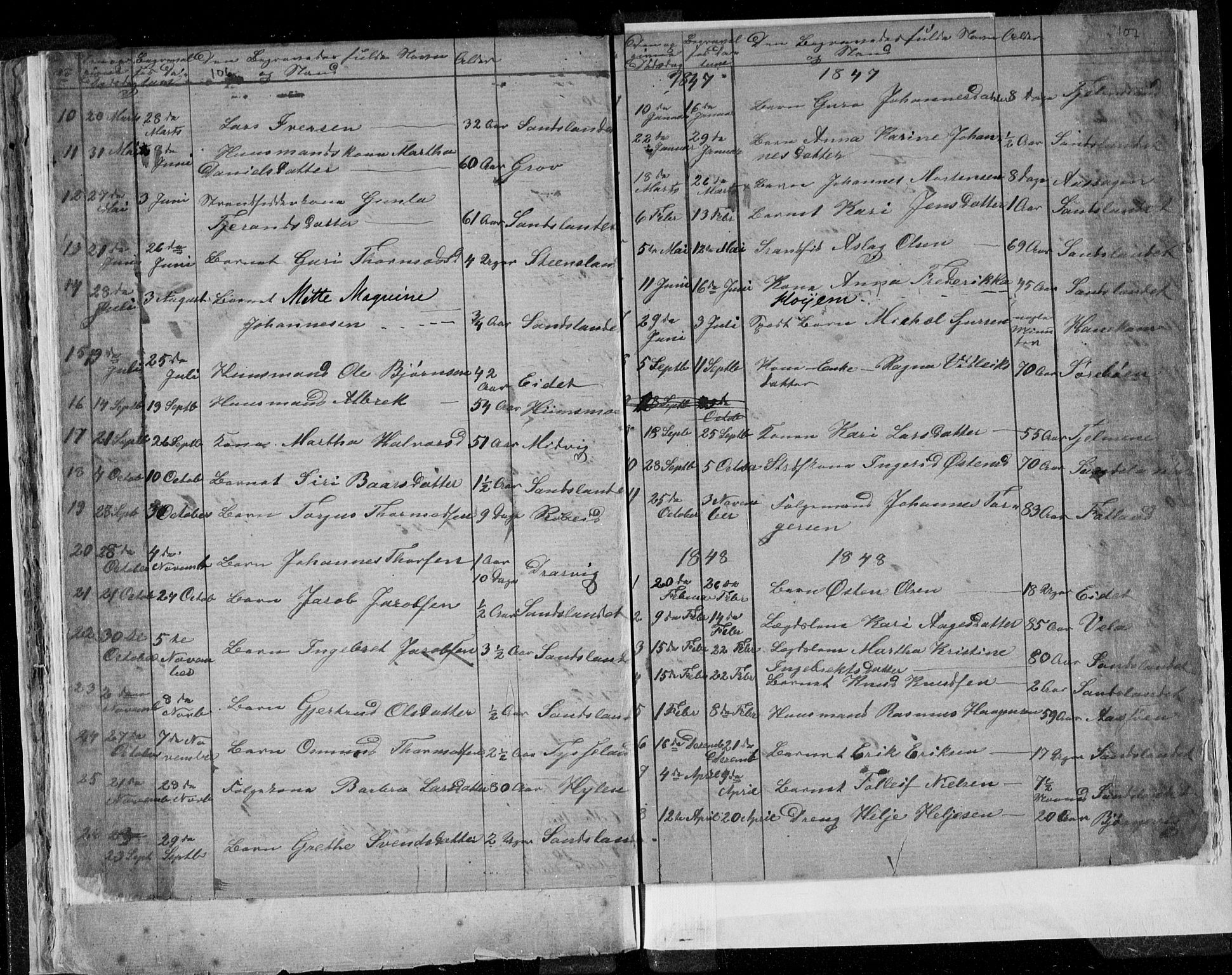 Sand sokneprestkontor, AV/SAST-A-101848/01/III/L0001: Parish register (official) no. A 1, 1828-1853, p. 107