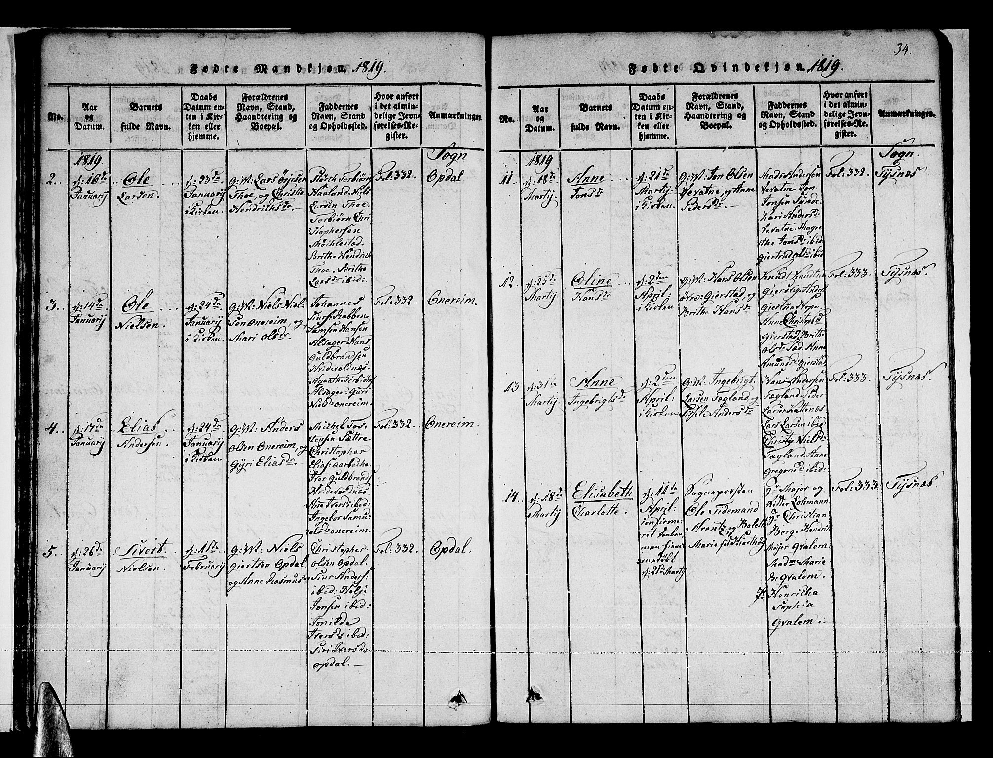 Tysnes sokneprestembete, AV/SAB-A-78601/H/Haa: Parish register (official) no. A 7, 1816-1826, p. 34