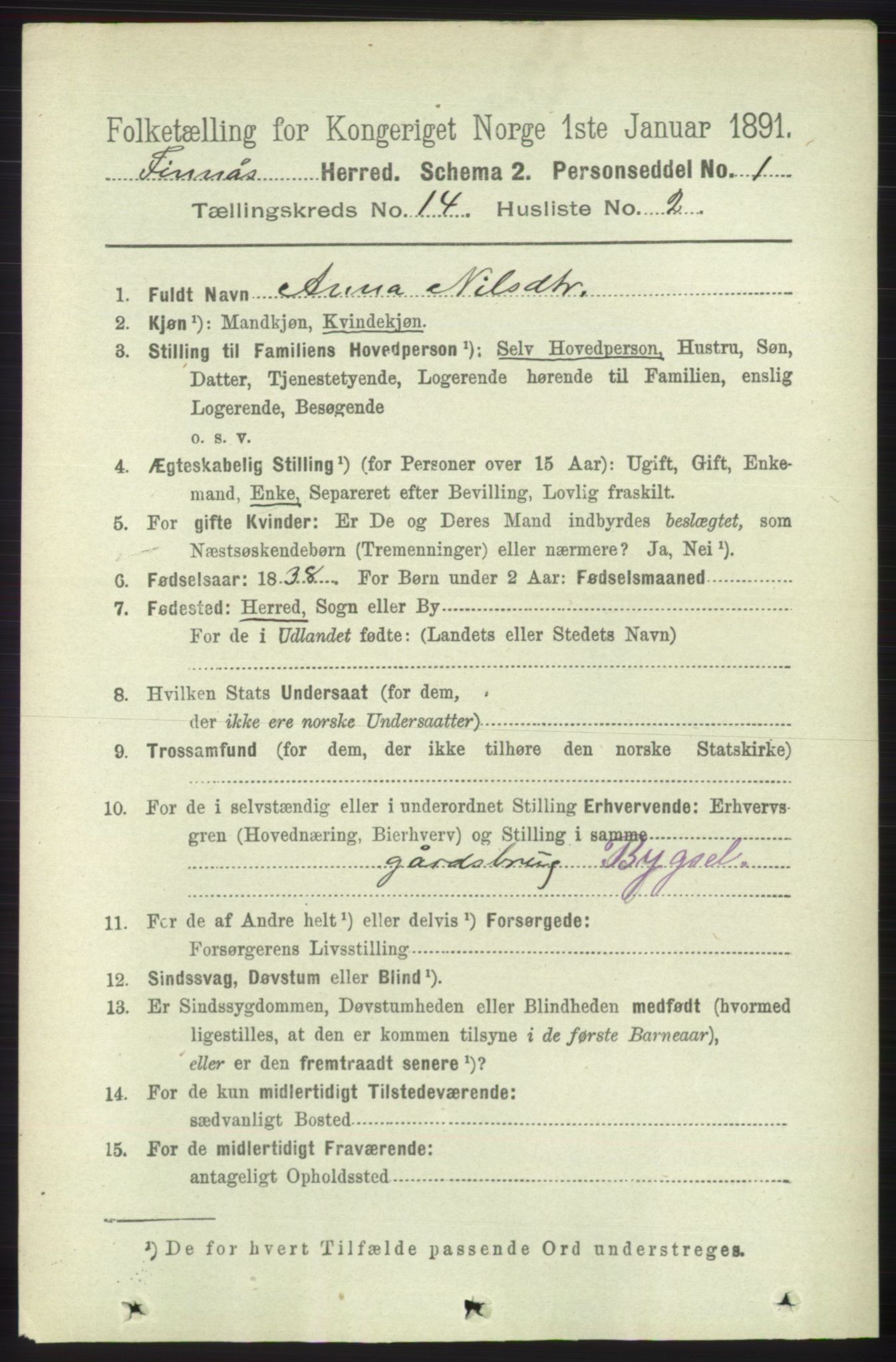 RA, 1891 census for 1218 Finnås, 1891, p. 5710