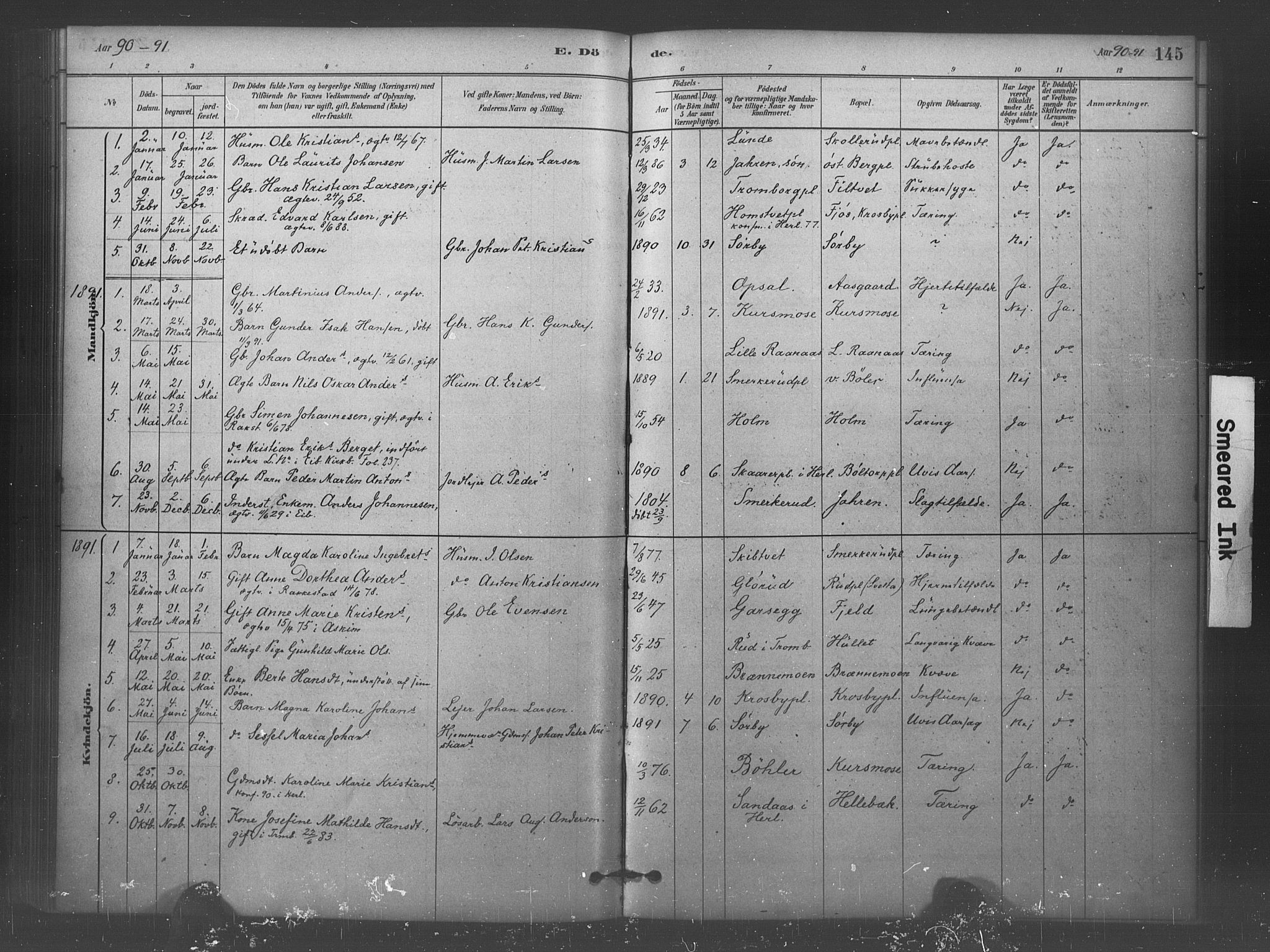 Eidsberg prestekontor Kirkebøker, SAO/A-10905/F/Fc/L0001: Parish register (official) no. III 1, 1879-1905, p. 145