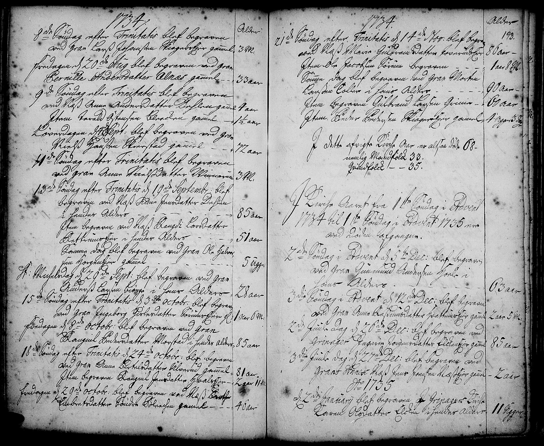 Gran prestekontor, AV/SAH-PREST-112/H/Ha/Haa/L0002: Parish register (official) no. 2, 1732-1744, p. 193