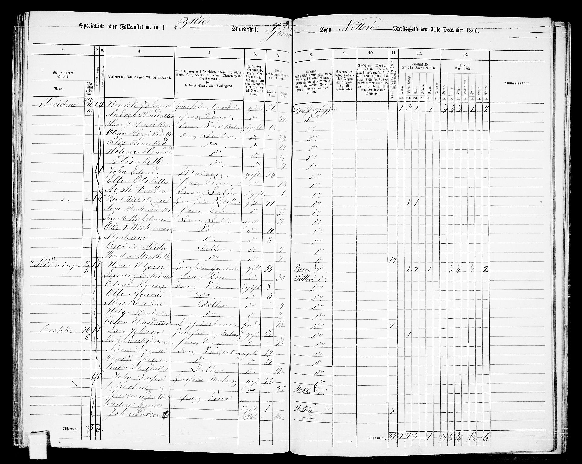 RA, 1865 census for Nøtterøy, 1865, p. 284