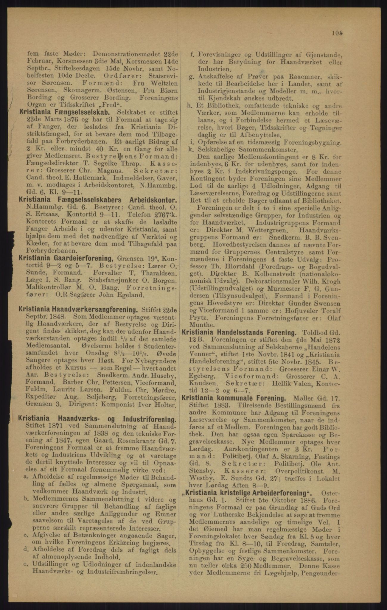 Kristiania/Oslo adressebok, PUBL/-, 1905, p. 105