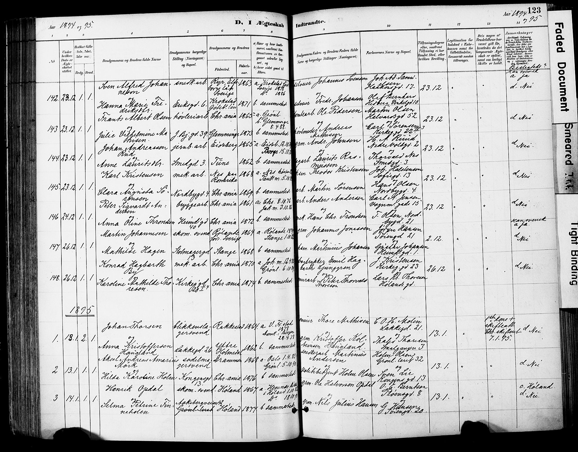 Grønland prestekontor Kirkebøker, SAO/A-10848/F/Fa/L0013: Parish register (official) no. 13, 1887-1906, p. 123