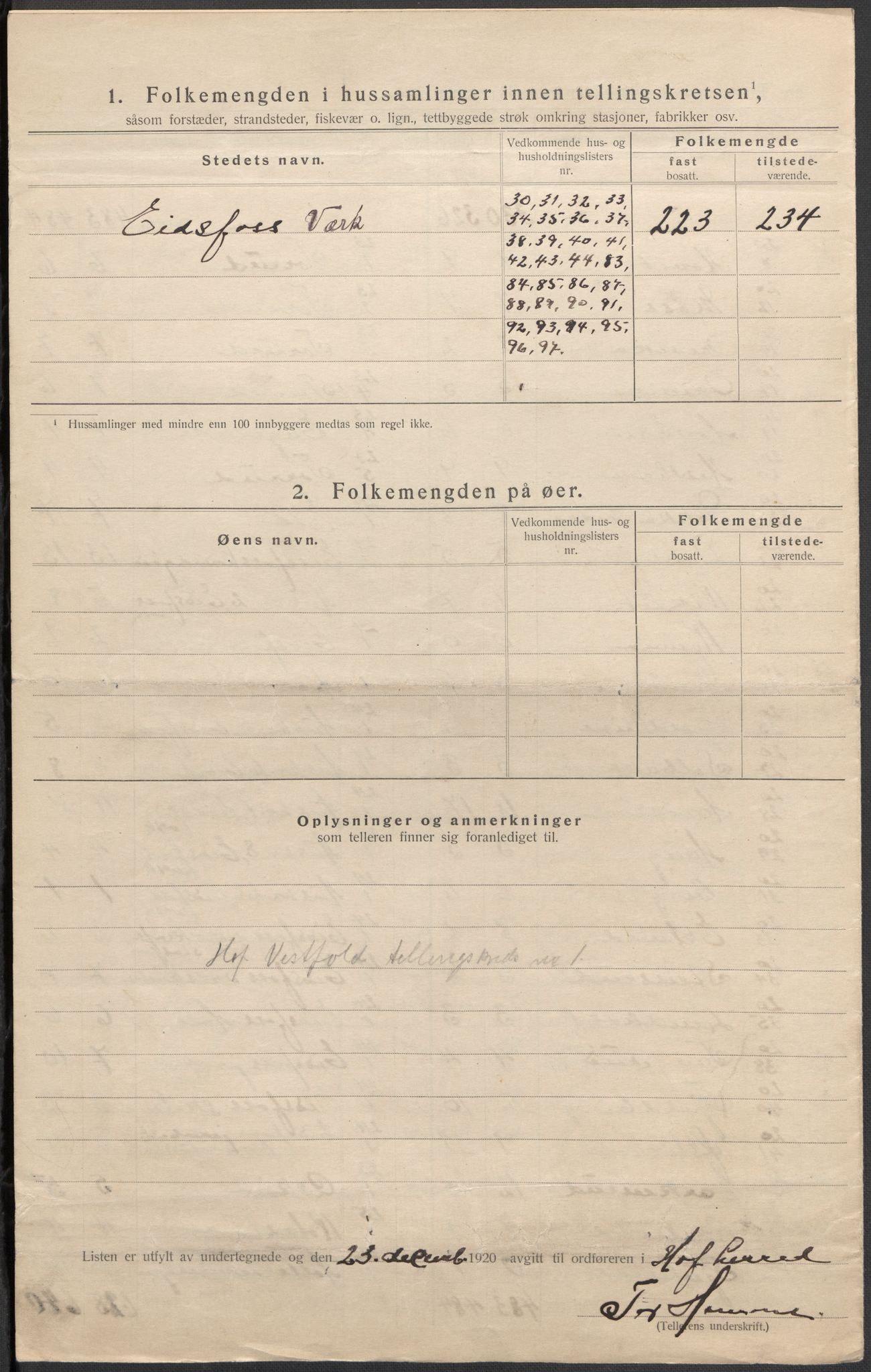 SAKO, 1920 census for Hof, 1920, p. 7