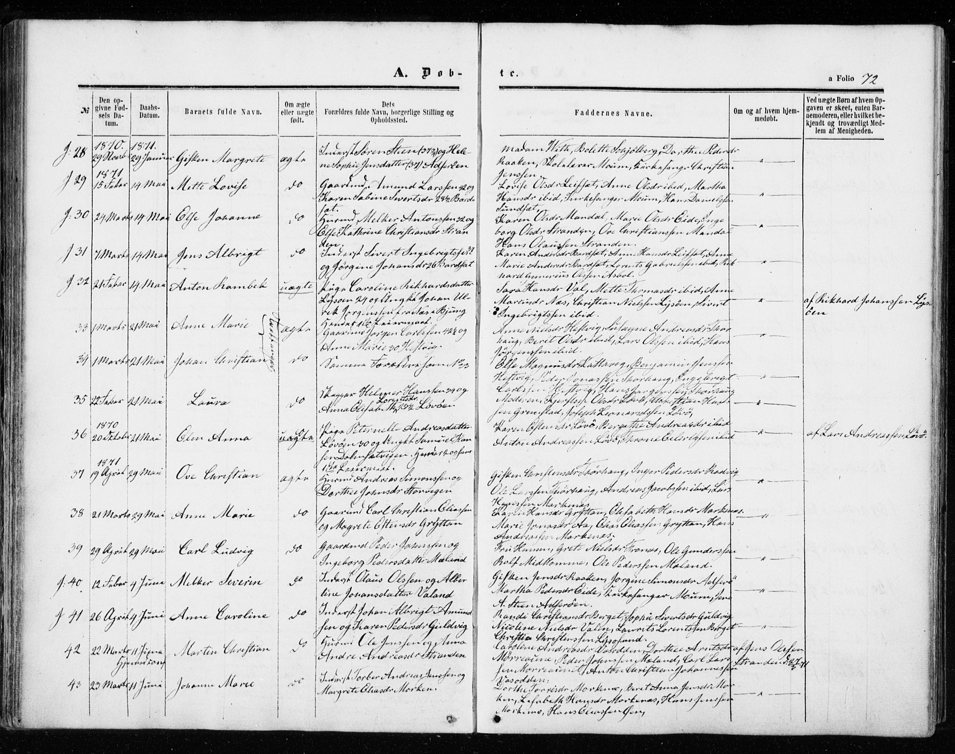 Ministerialprotokoller, klokkerbøker og fødselsregistre - Sør-Trøndelag, SAT/A-1456/655/L0678: Parish register (official) no. 655A07, 1861-1873, p. 72