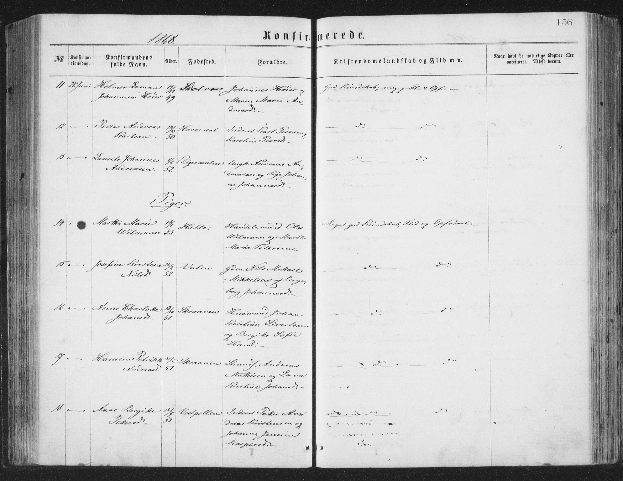 Ministerialprotokoller, klokkerbøker og fødselsregistre - Nordland, AV/SAT-A-1459/874/L1057: Parish register (official) no. 874A01, 1866-1877, p. 156