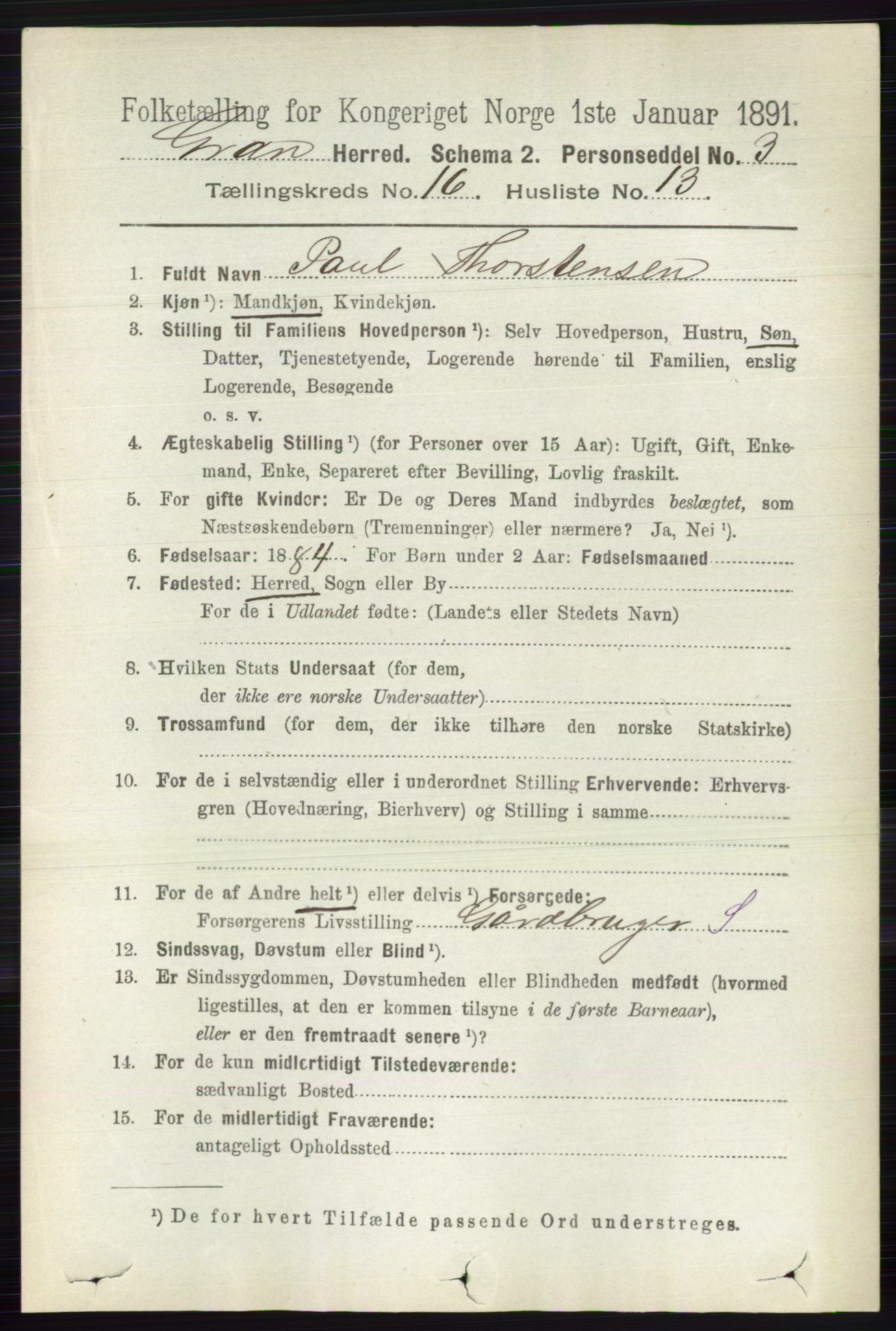 RA, 1891 census for 0534 Gran, 1891, p. 8183