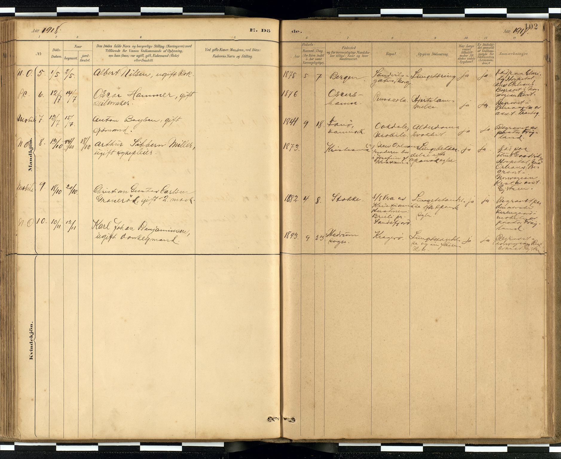 Den norske sjømannsmisjon i utlandet / Quebec (Canada) samt Pensacola--Savannah-Mobile-New Orleans-Gulfport (Gulfhamnene i USA), AV/SAB-SAB/PA-0114/H/Ha/L0001: Parish register (official) no. A 1, 1887-1924, p. 101b-102a