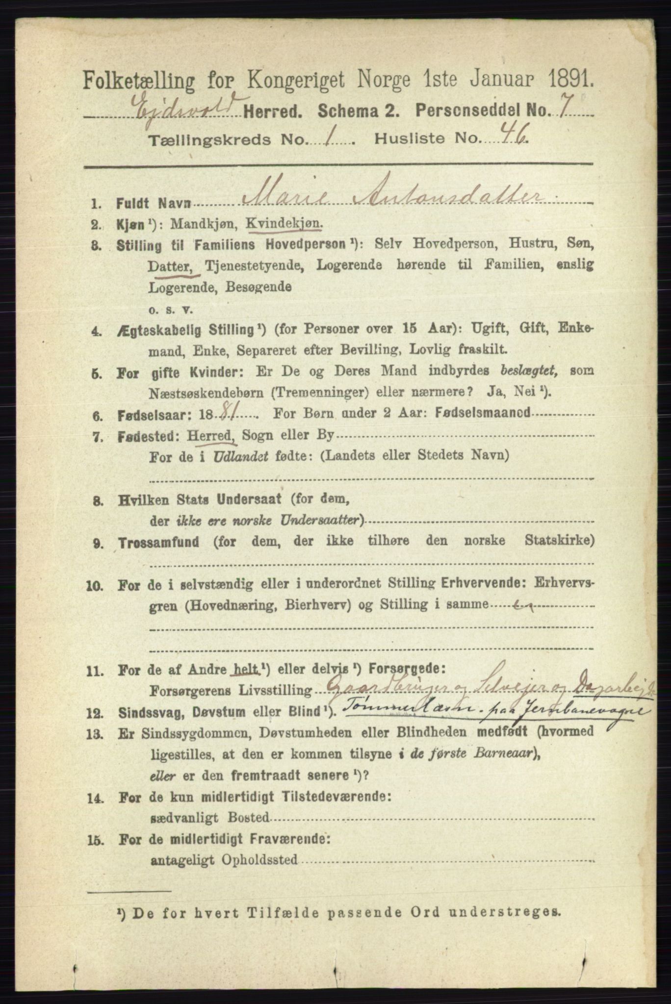 RA, 1891 census for 0237 Eidsvoll, 1891, p. 504