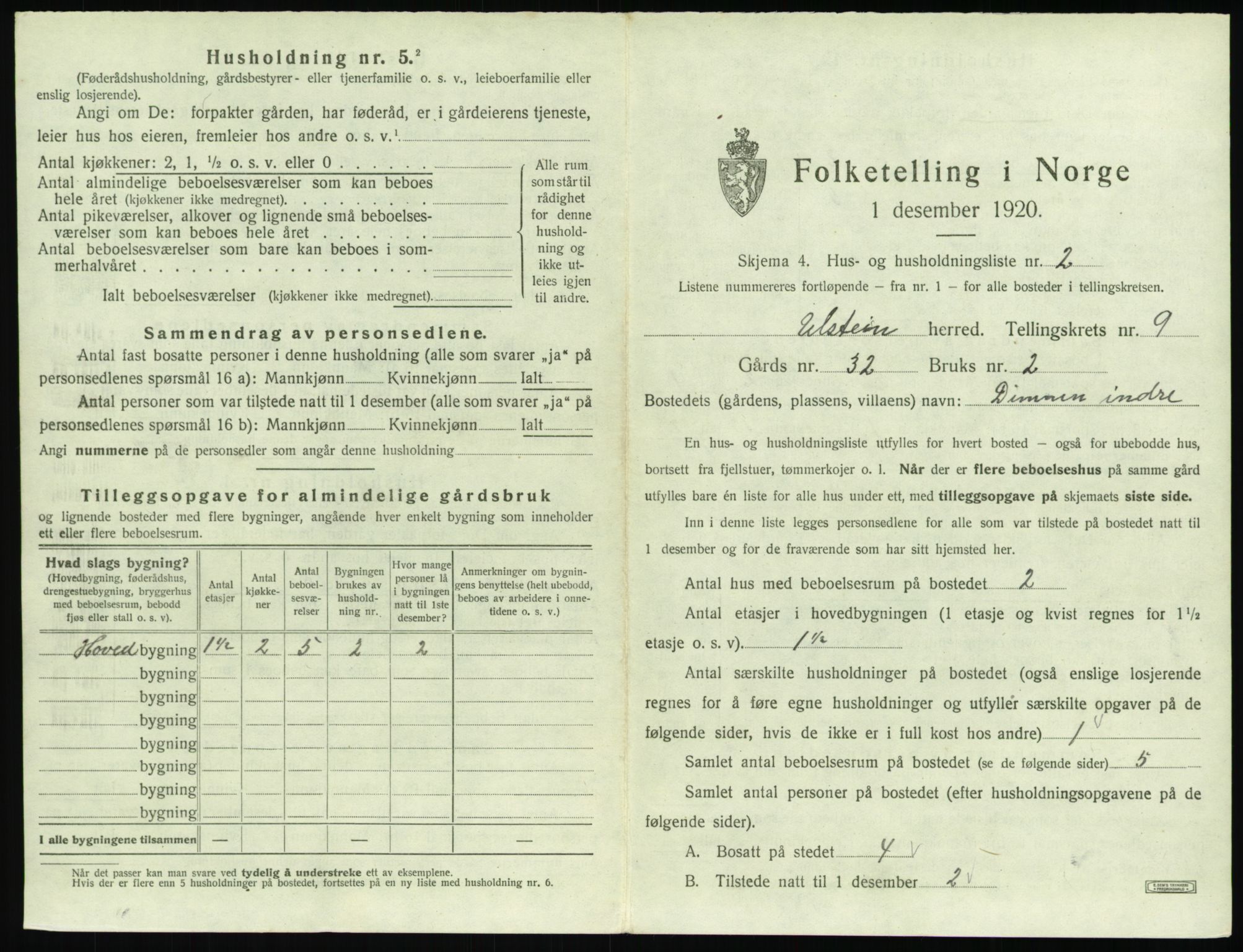 SAT, 1920 census for Ulstein, 1920, p. 610