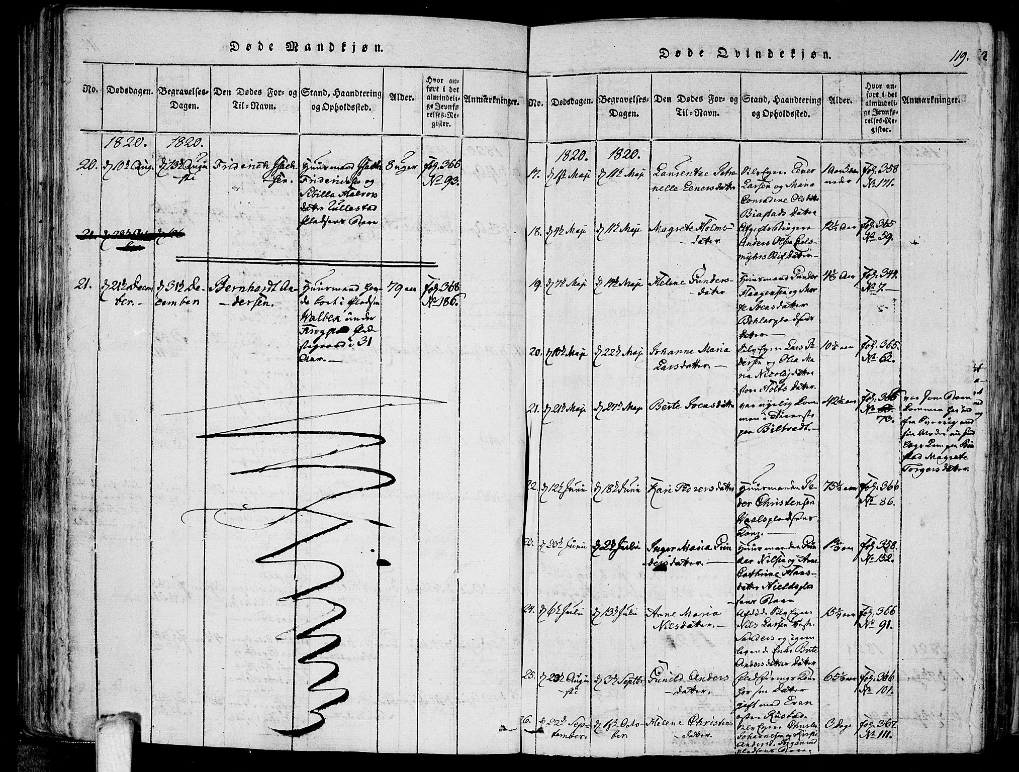 Kråkstad prestekontor Kirkebøker, AV/SAO-A-10125a/F/Fa/L0003: Parish register (official) no. I 3, 1813-1824, p. 119