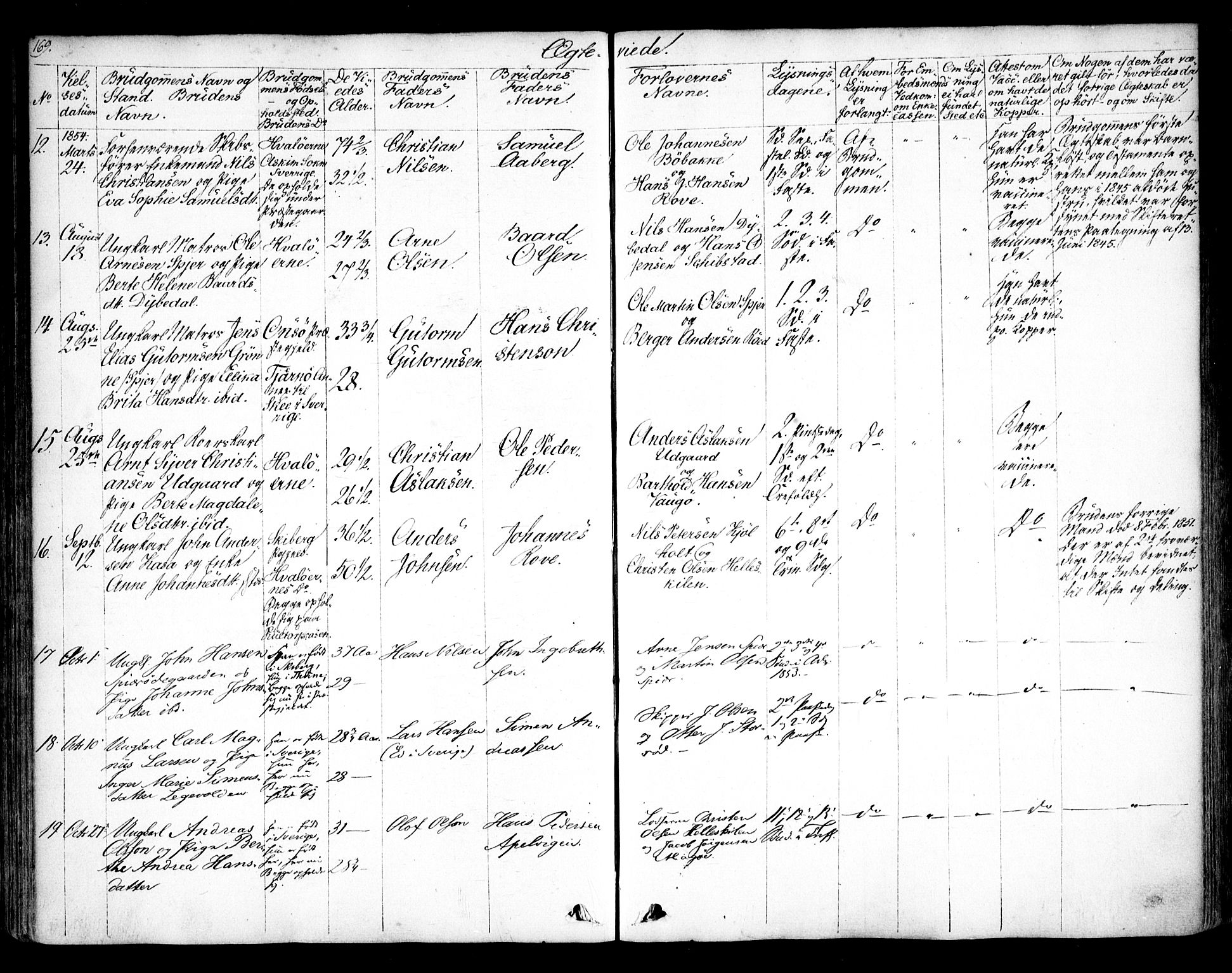 Hvaler prestekontor Kirkebøker, AV/SAO-A-2001/F/Fa/L0006: Parish register (official) no. I 6, 1846-1863, p. 169