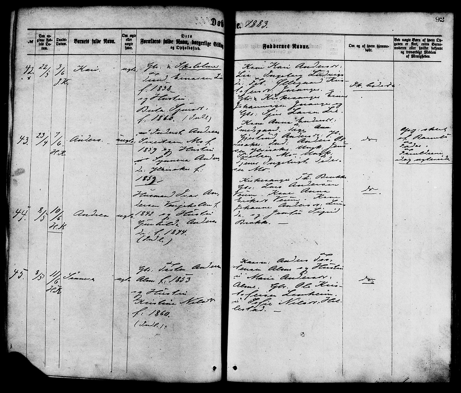 Hafslo sokneprestembete, AV/SAB-A-80301/H/Haa/Haaa/L0011: Parish register (official) no. A 11, 1873-1886, p. 92