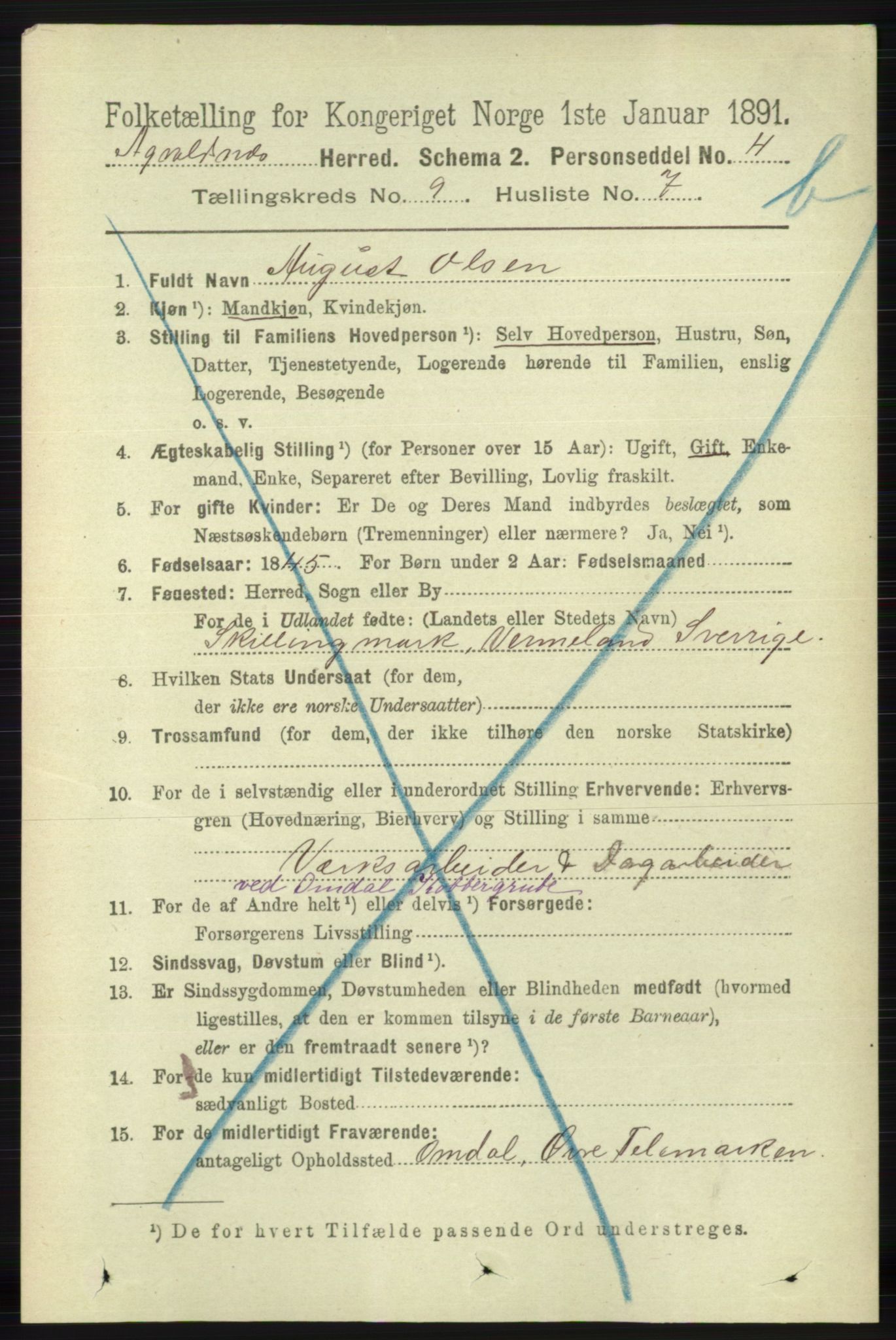 RA, 1891 census for 1147 Avaldsnes, 1891, p. 5035