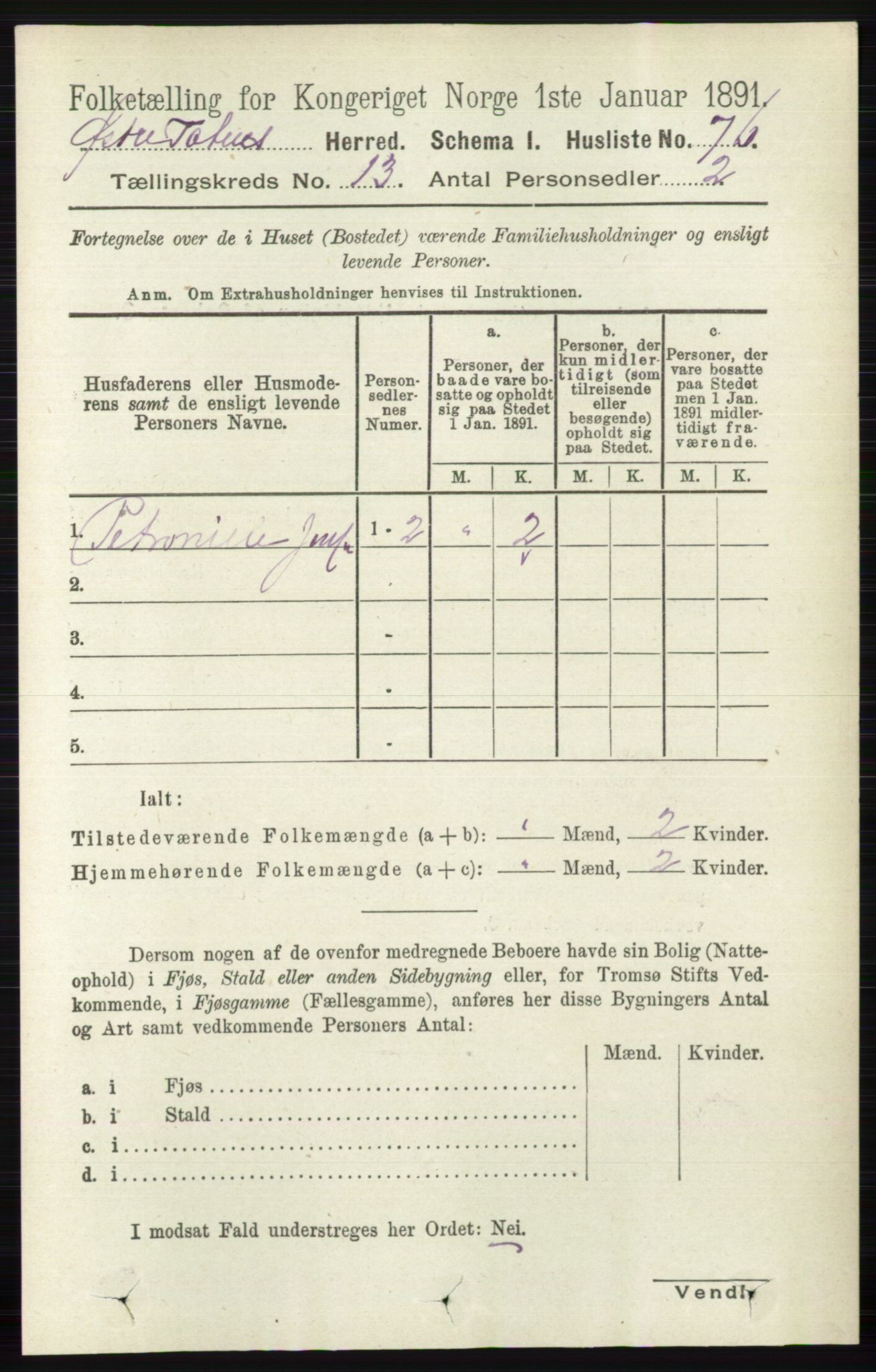 RA, 1891 census for 0528 Østre Toten, 1891, p. 8415