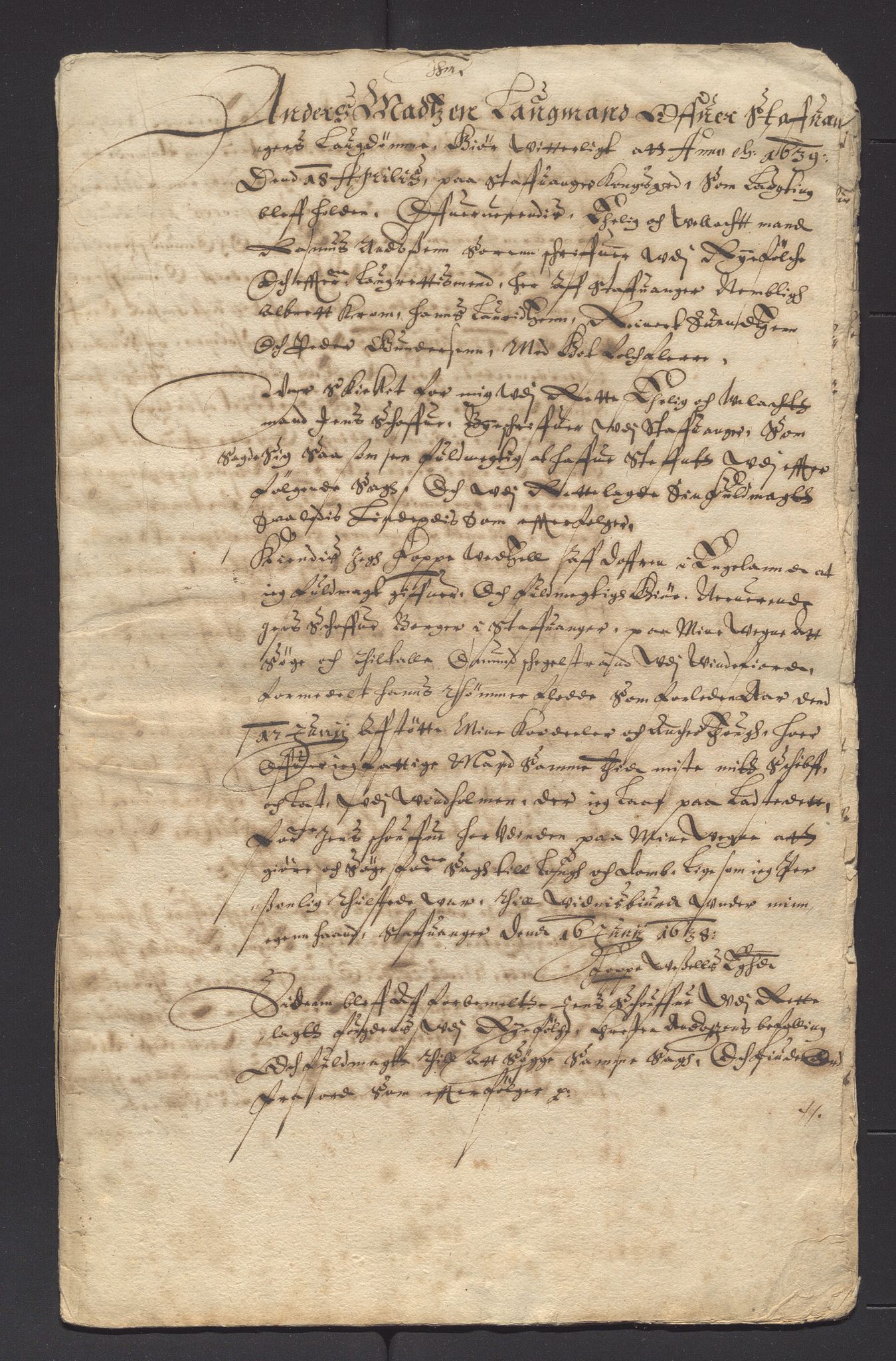 Stavanger len, AV/SAST-A-101870/Oa/L0016: Dommer, brev m.m., 1615-1644, p. 261