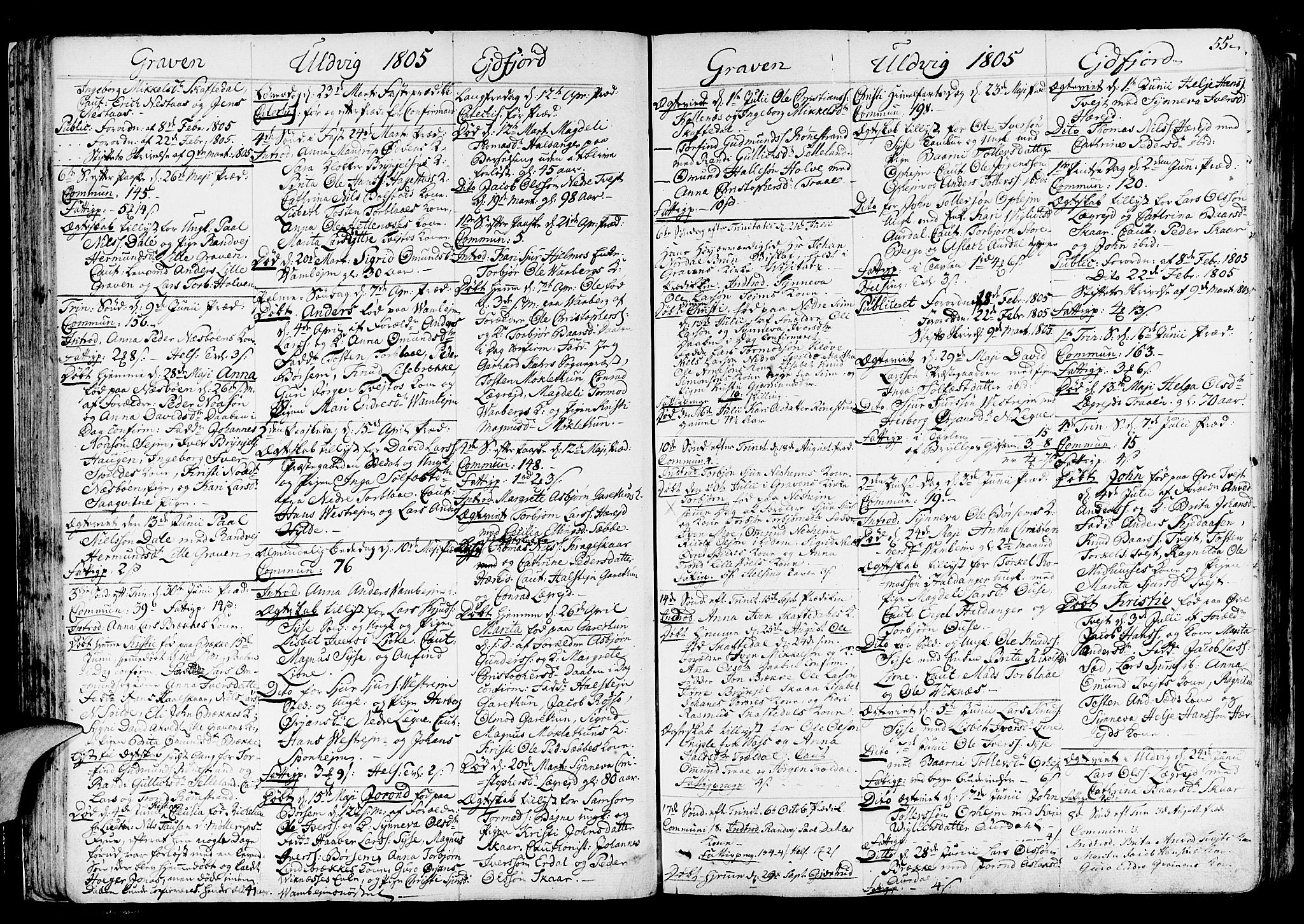 Ulvik sokneprestembete, AV/SAB-A-78801/H/Haa: Parish register (official) no. A 11, 1793-1838, p. 55